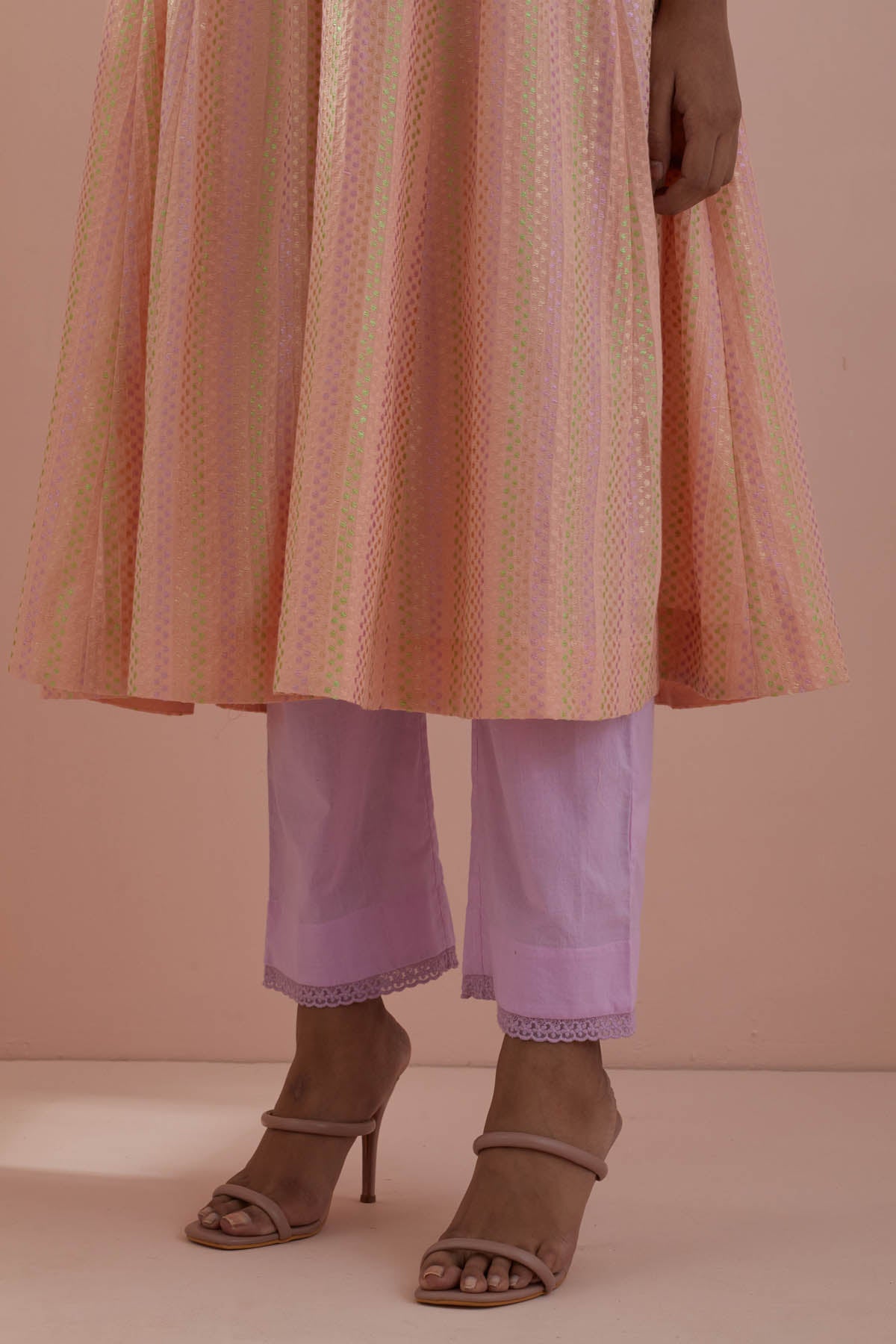 Peach Waves Anarkali & Pants