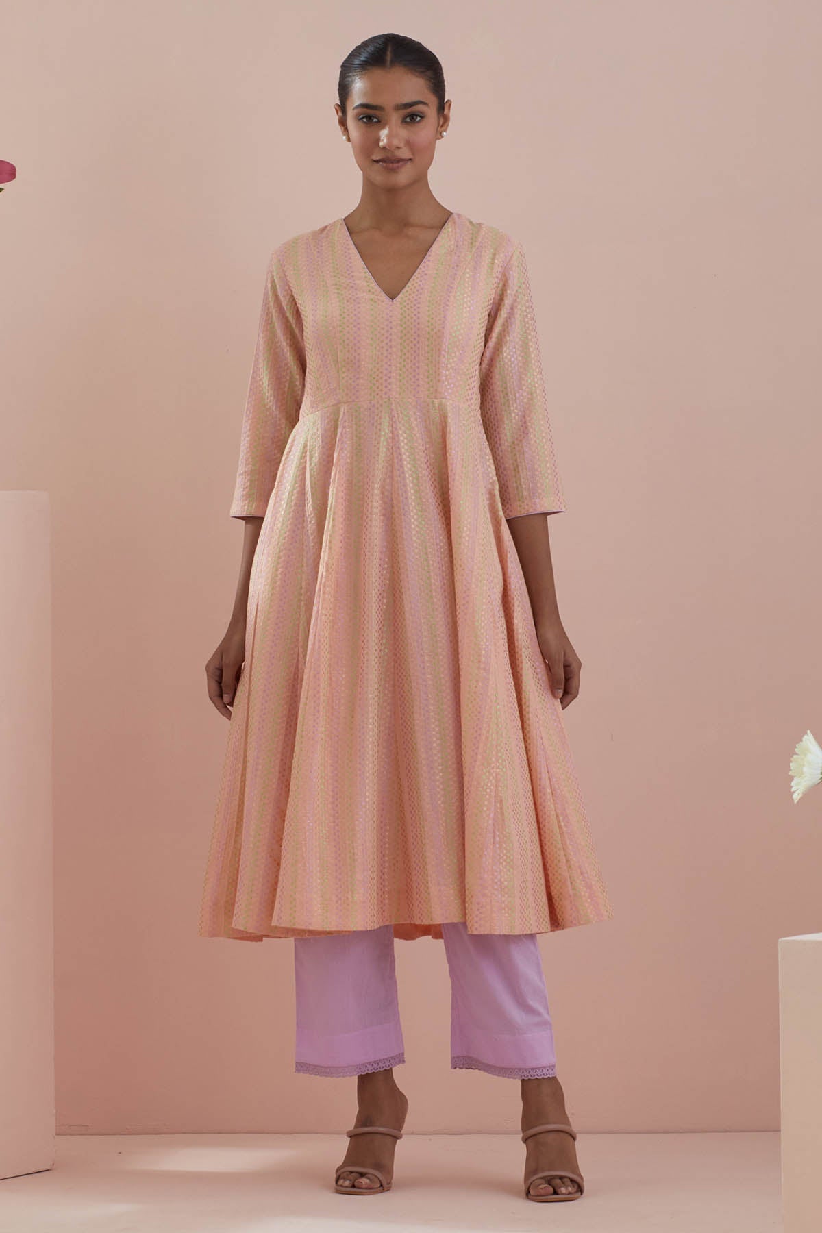 Vinusto Peach Waves Anarkali & Pants for women online at ScrollnShops