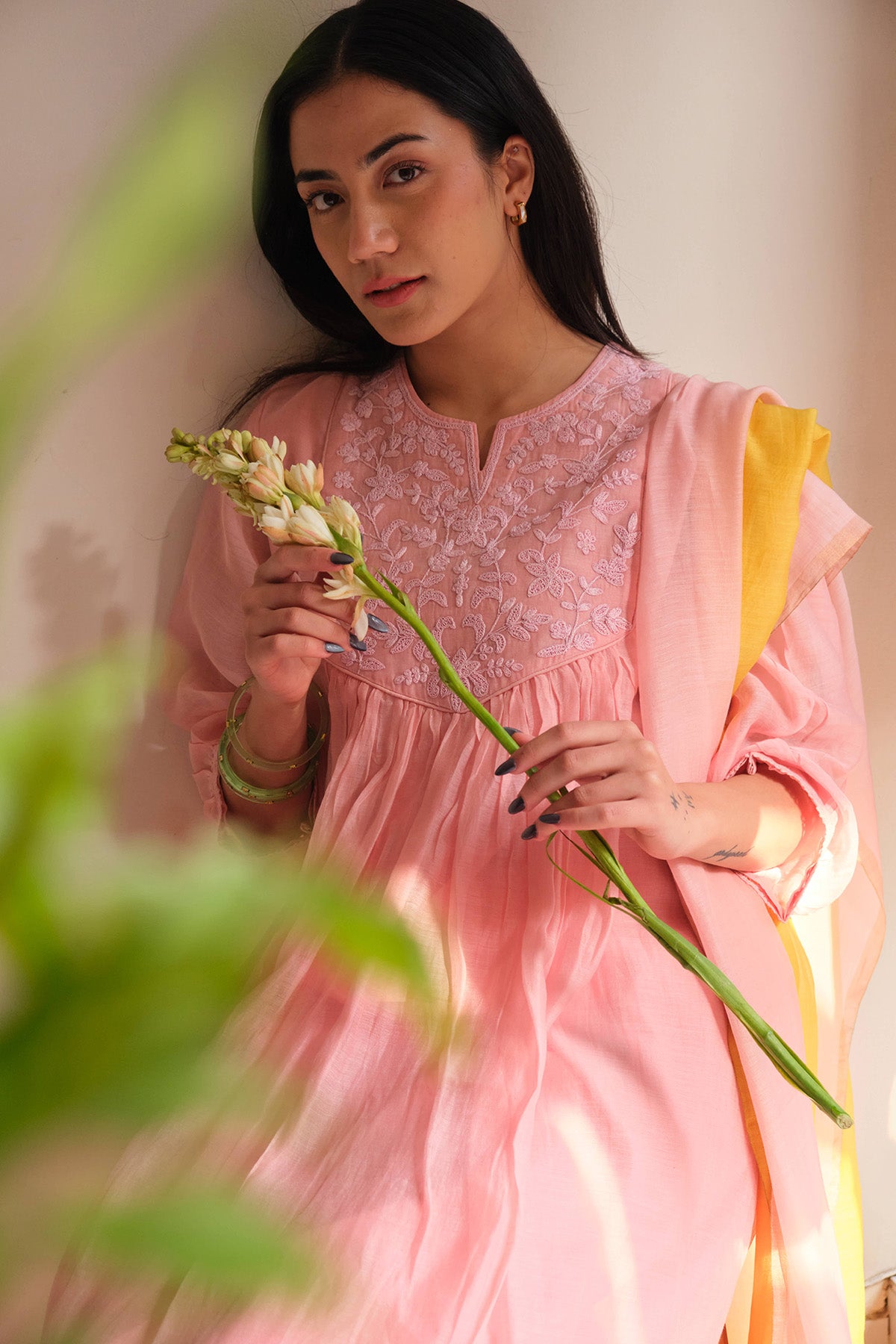 Peach & Yellow Dori Kurta Set