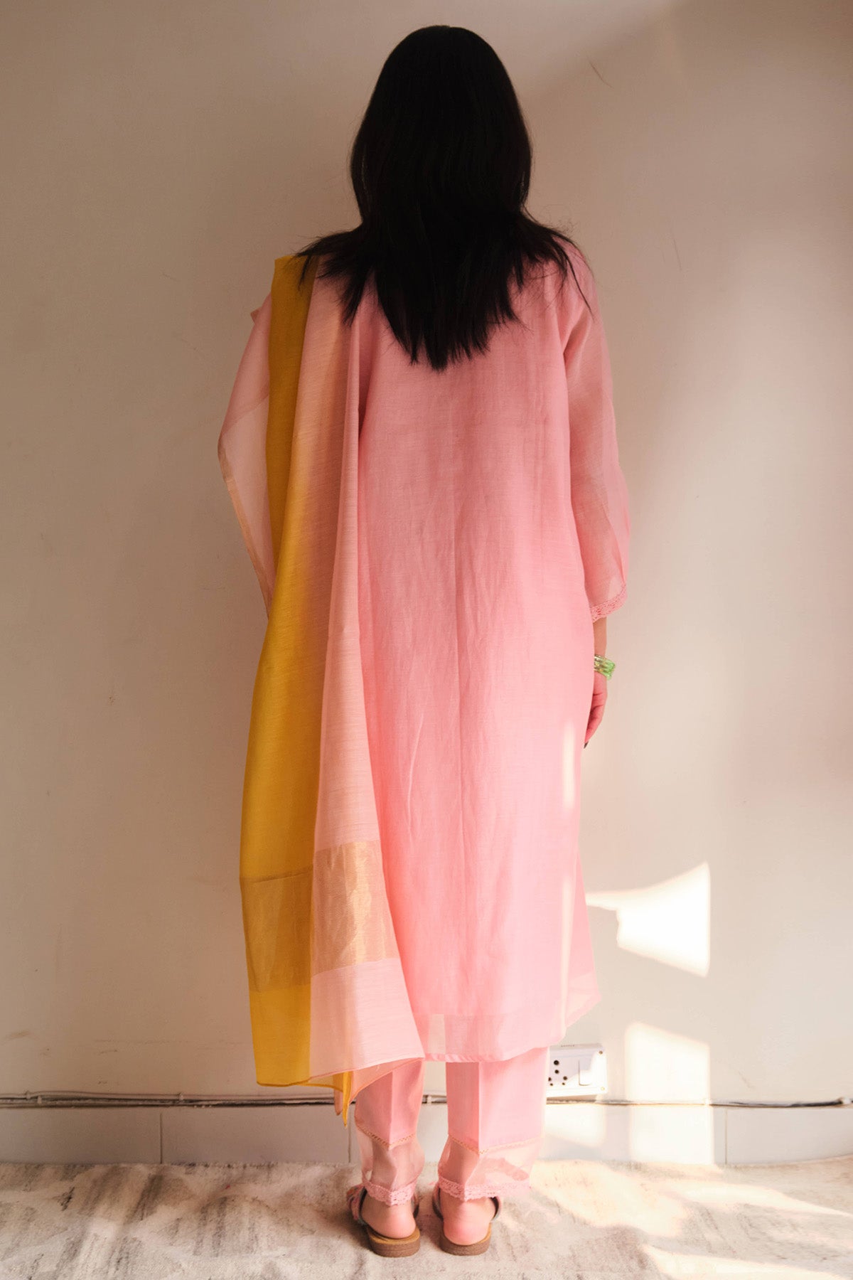 Peach & Yellow Dori Kurta Set