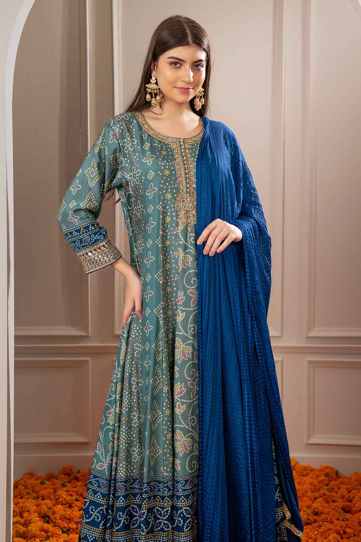 Peacock best sale green anarkali