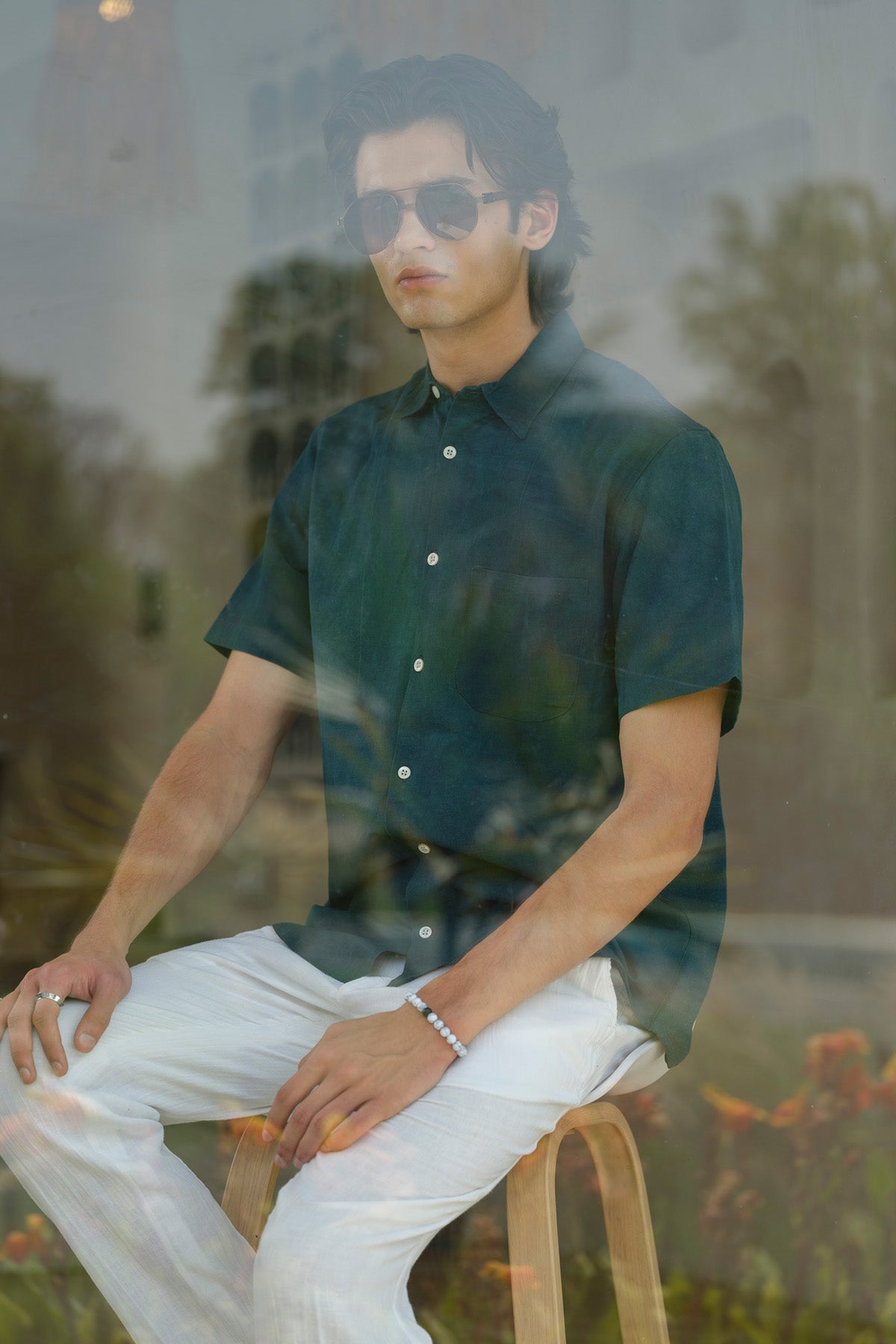 Peacock Blue Short Sleeves Shirt