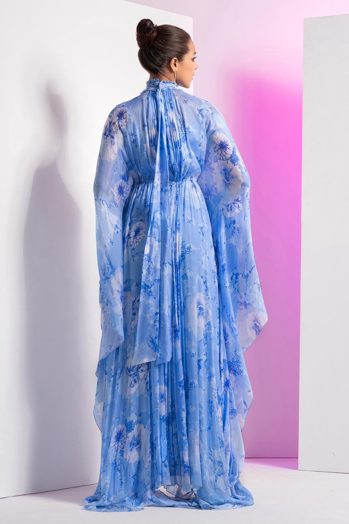 Pearl Blue Pleated Kaftan