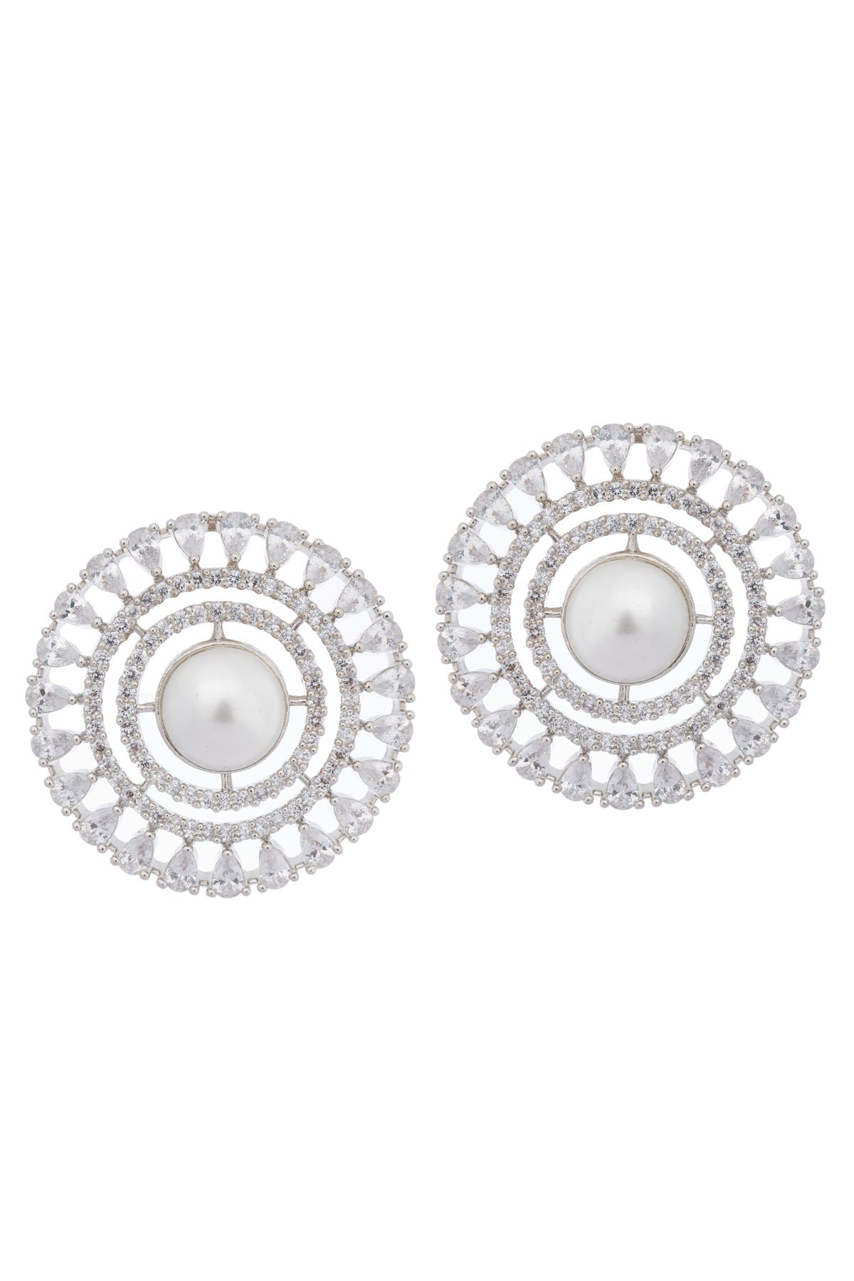 Pearl Circle Diamond Earrings