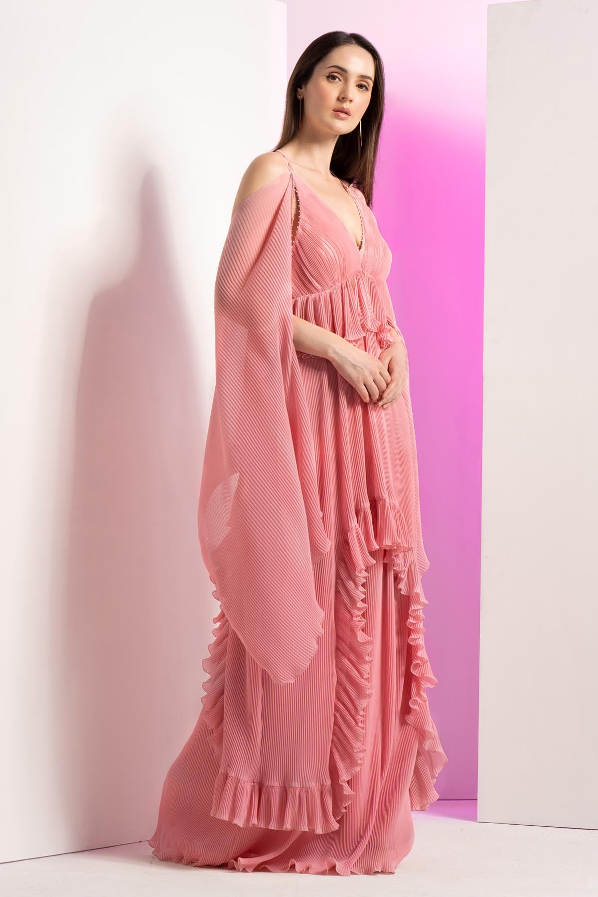 Pearl Embellished Pleated Dress