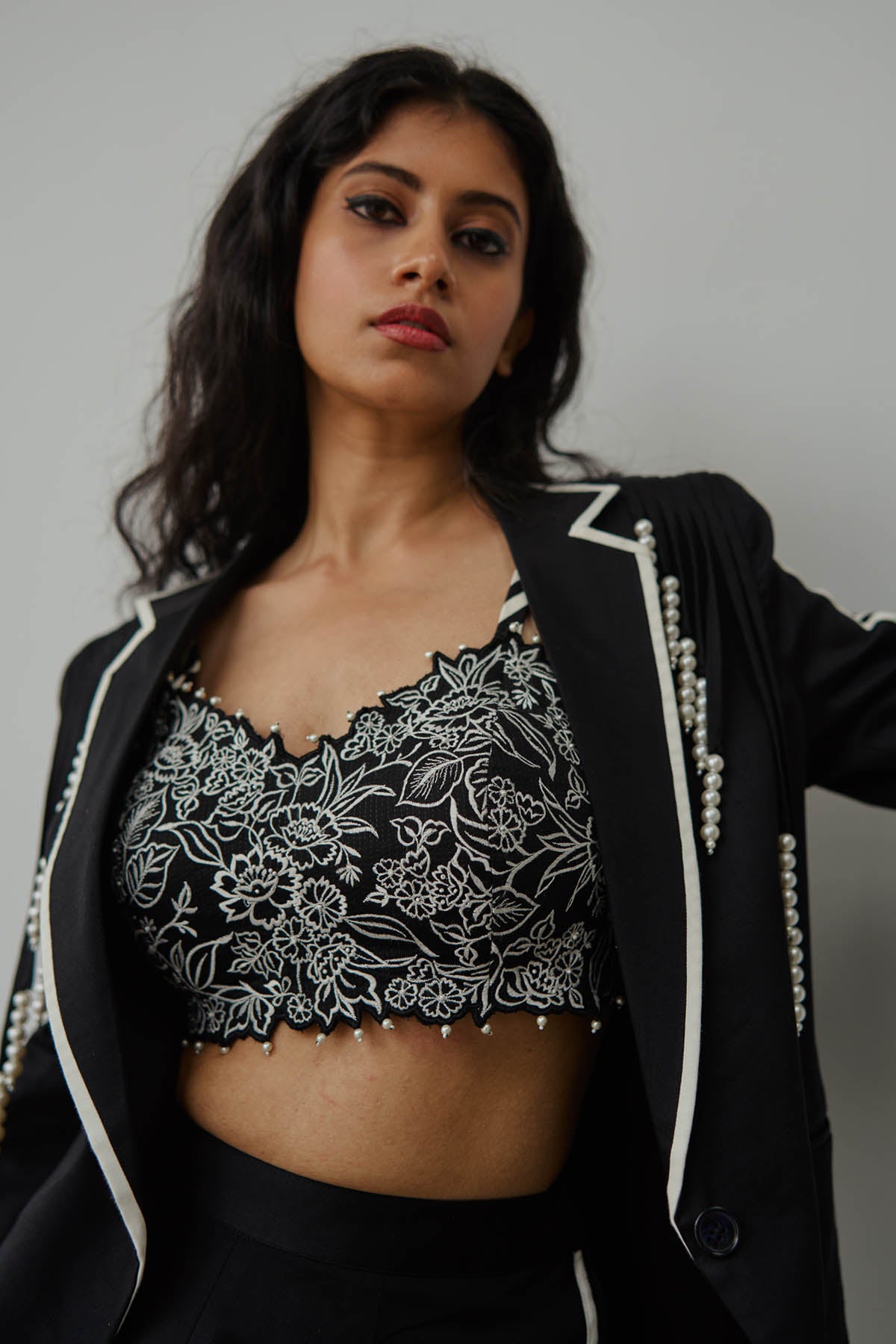 Pearl Embroidered Jacket Set