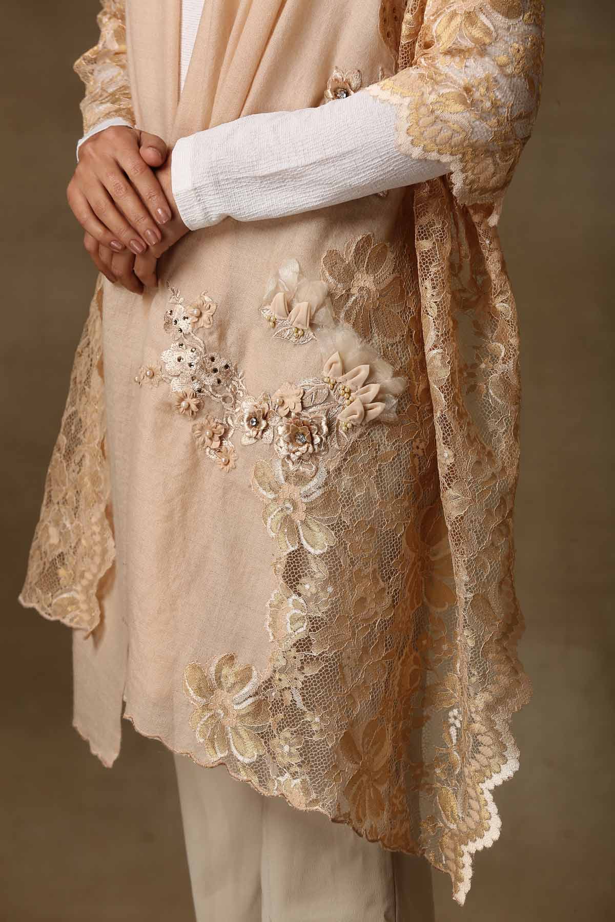 Pearl Embroidered Pashmina Stole