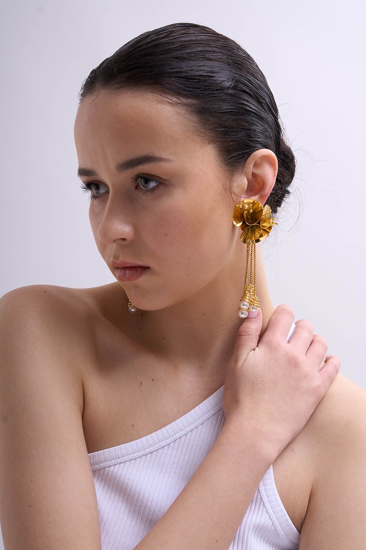 Pearl Hangings Floral Earrings