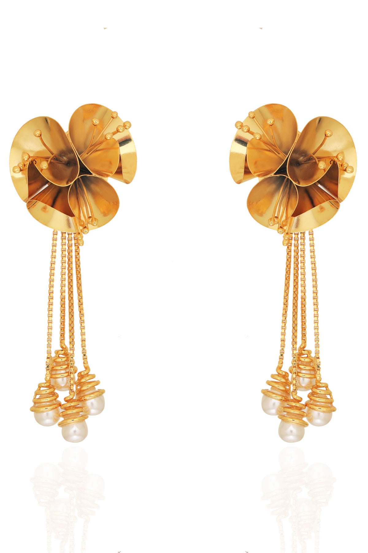 Pearl Hangings Floral Earrings