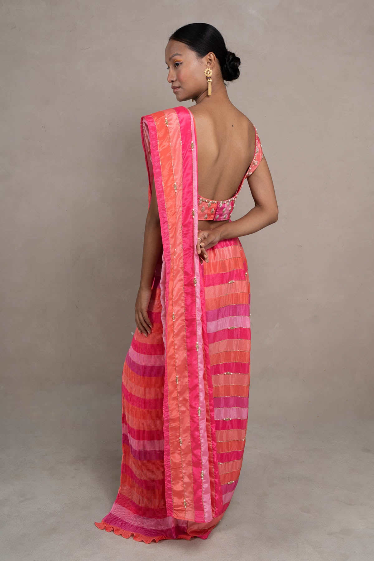 Pearl Pre Draped Saree Set