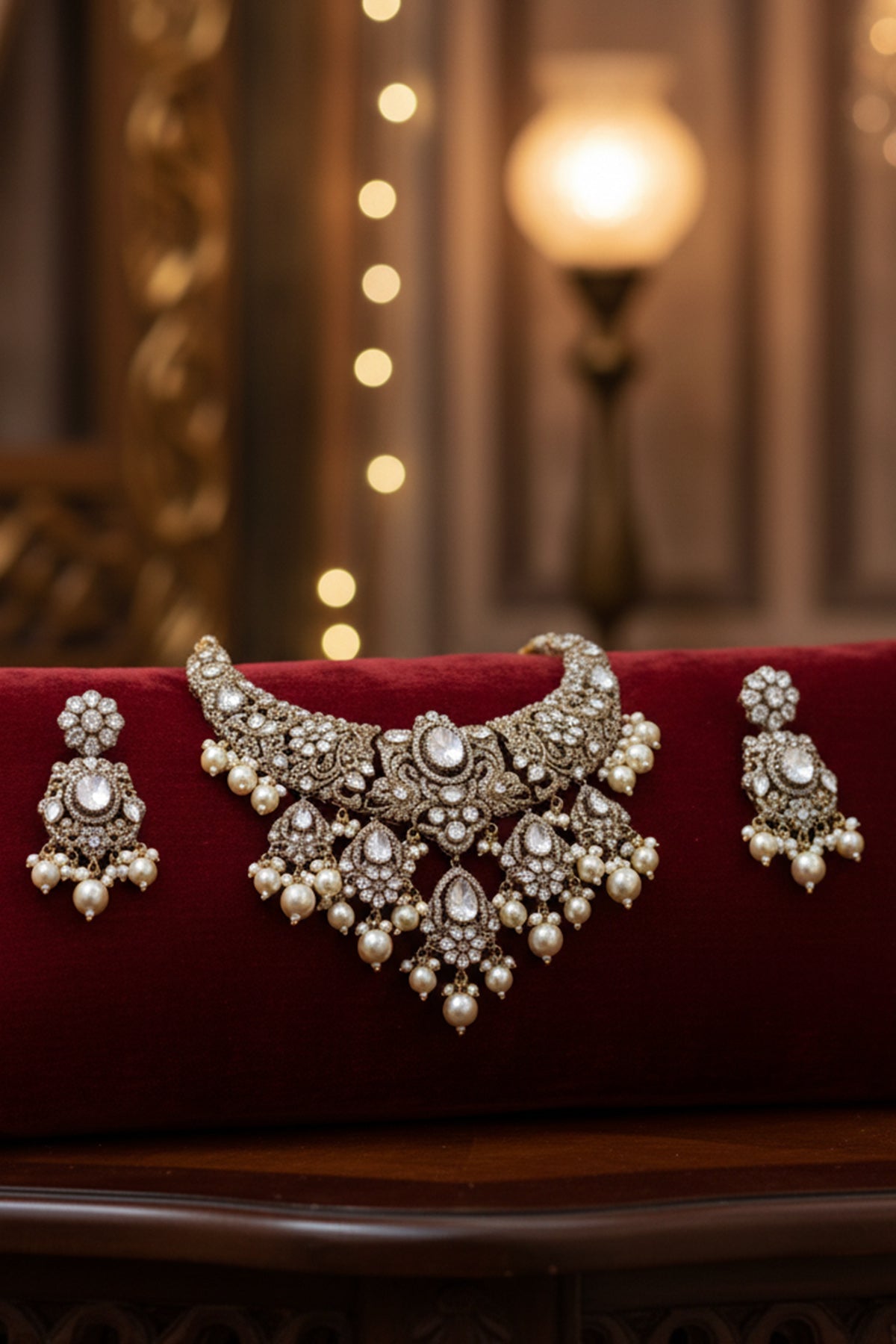 Buy Pearl & Diamond Jewellery Set for women by Inko & Co online available at scrollnshops