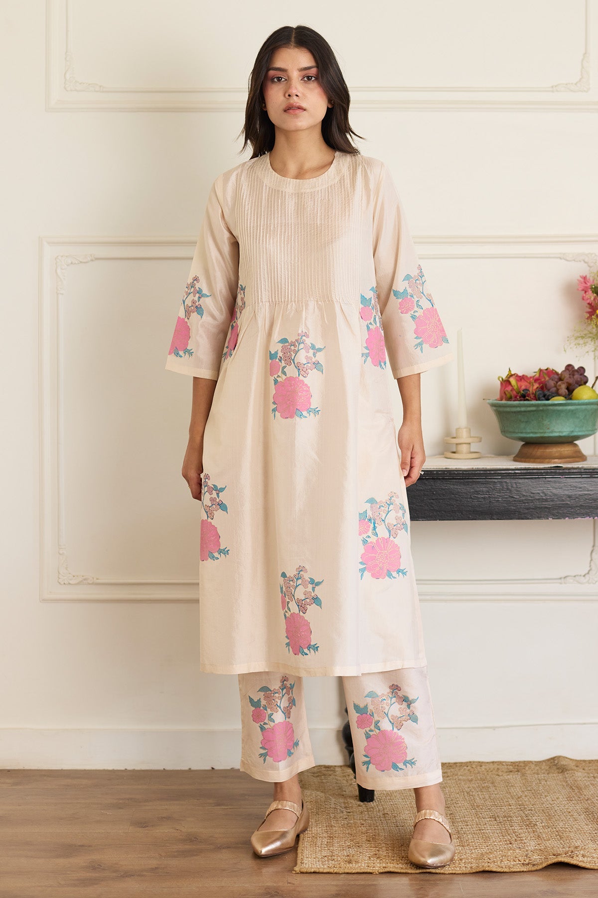 Buy Pearl Pintuck Silk Kurta & Pant by Juanita For women Online at Scrollnshops