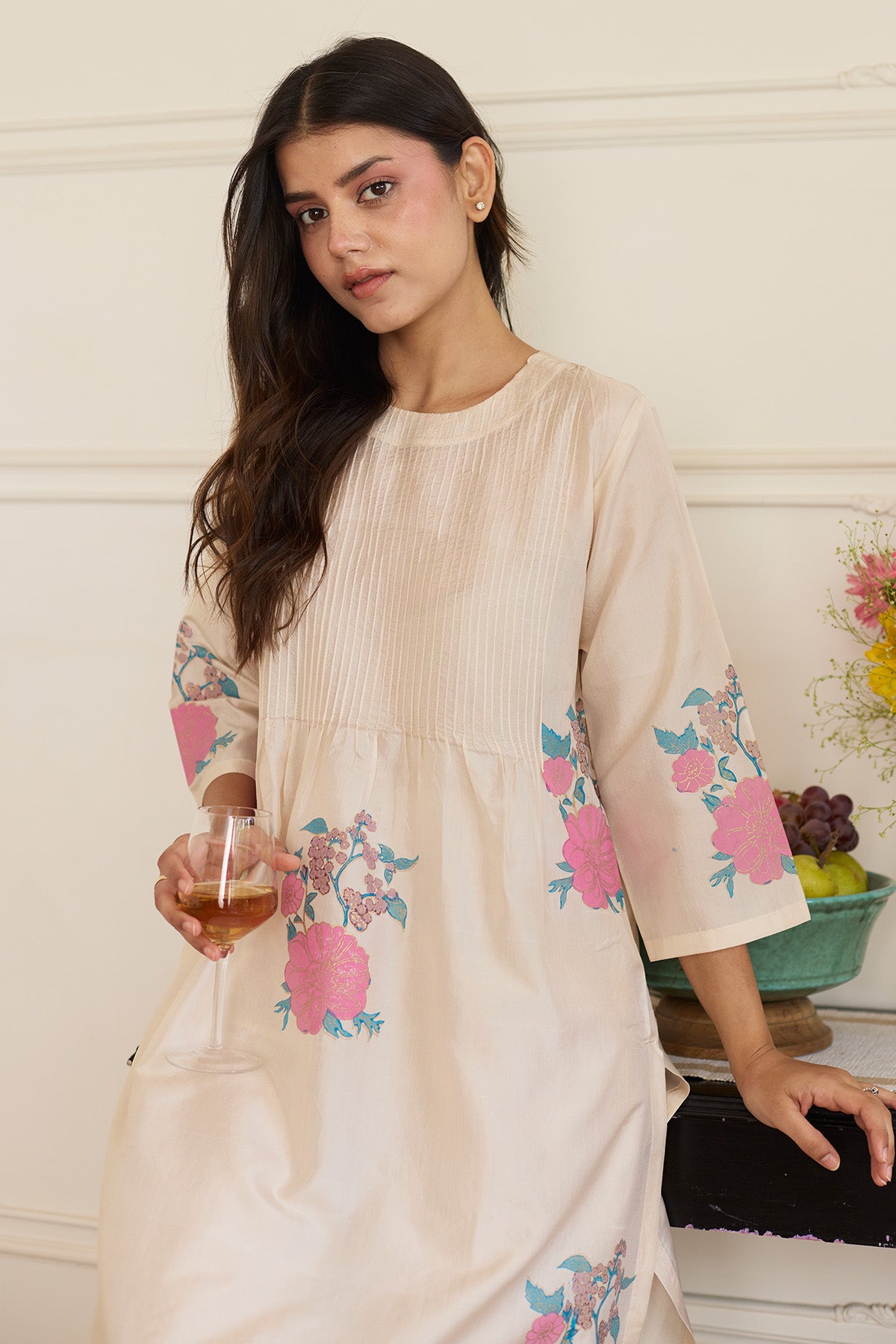 Pearl Pintuck Silk Kurta & Pant