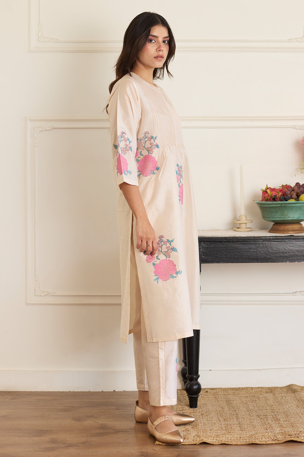 Pearl Pintuck Silk Kurta & Pant