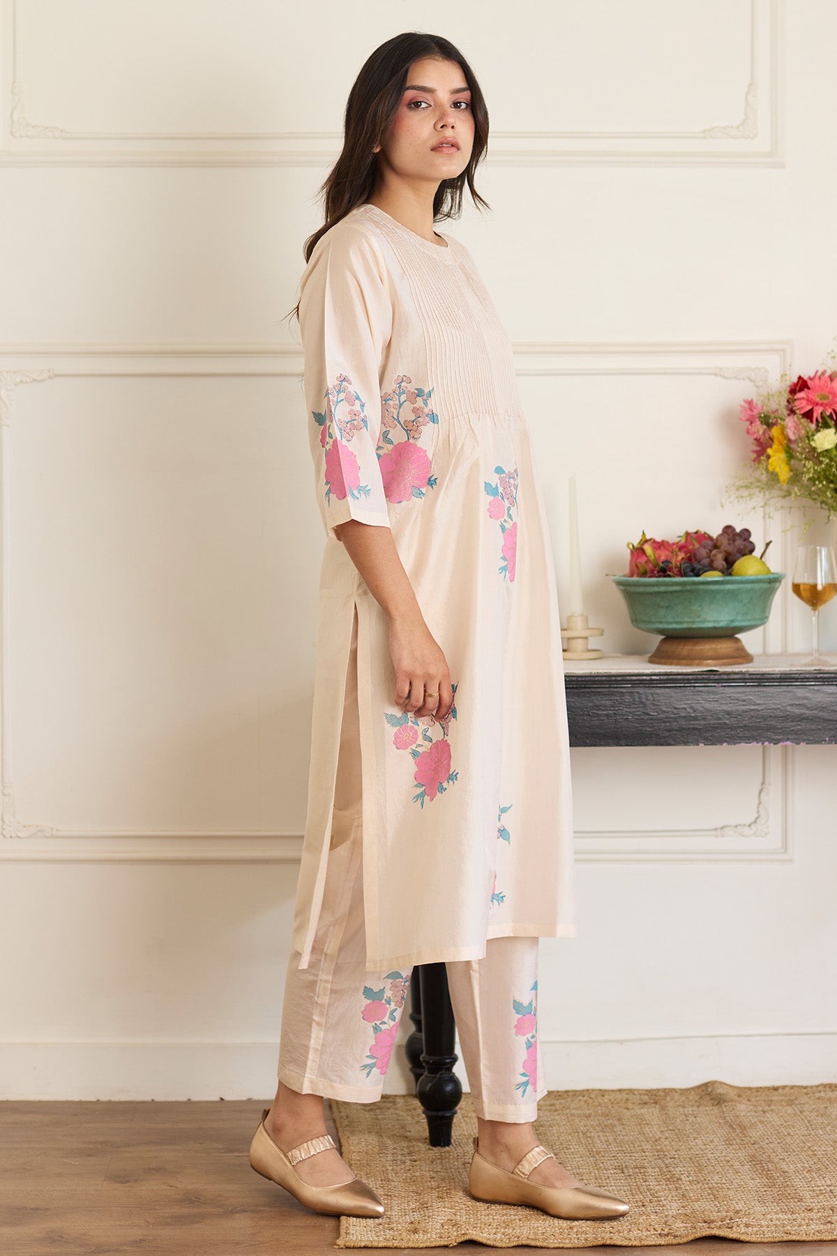 Pearl Pintuck Silk Kurta & Pant