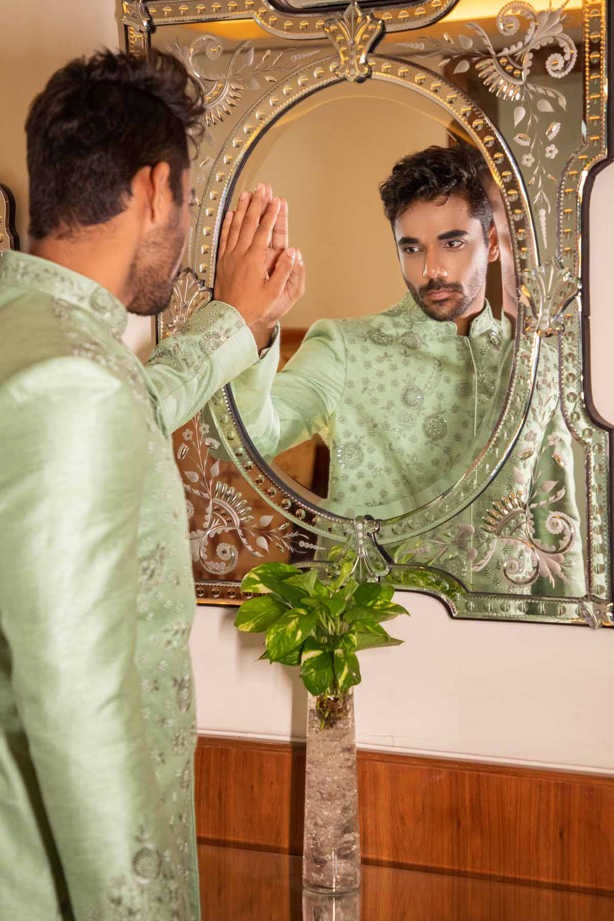 Pearl & Sequined Sherwani Set