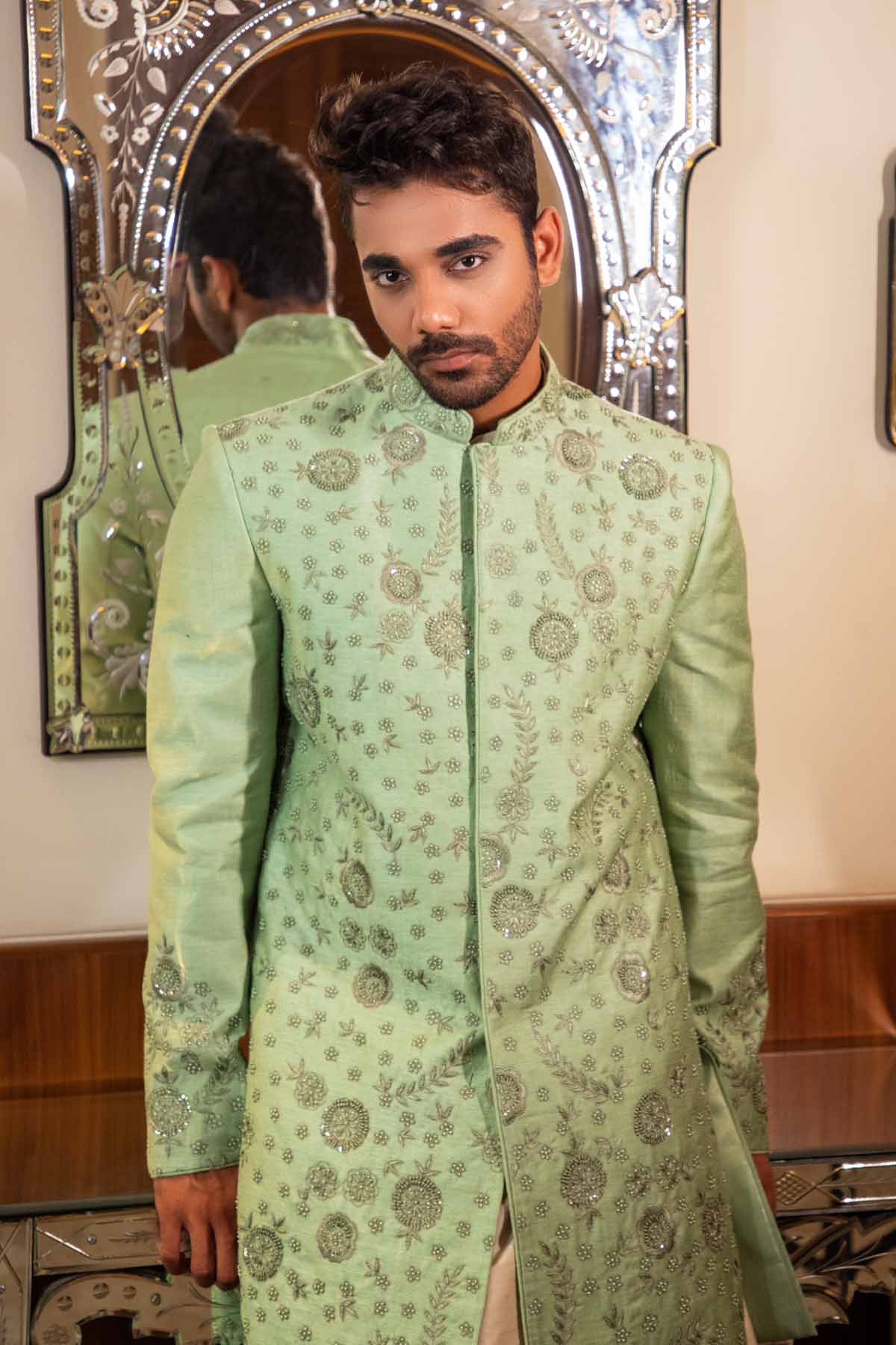 Pearl & Sequined Sherwani Set