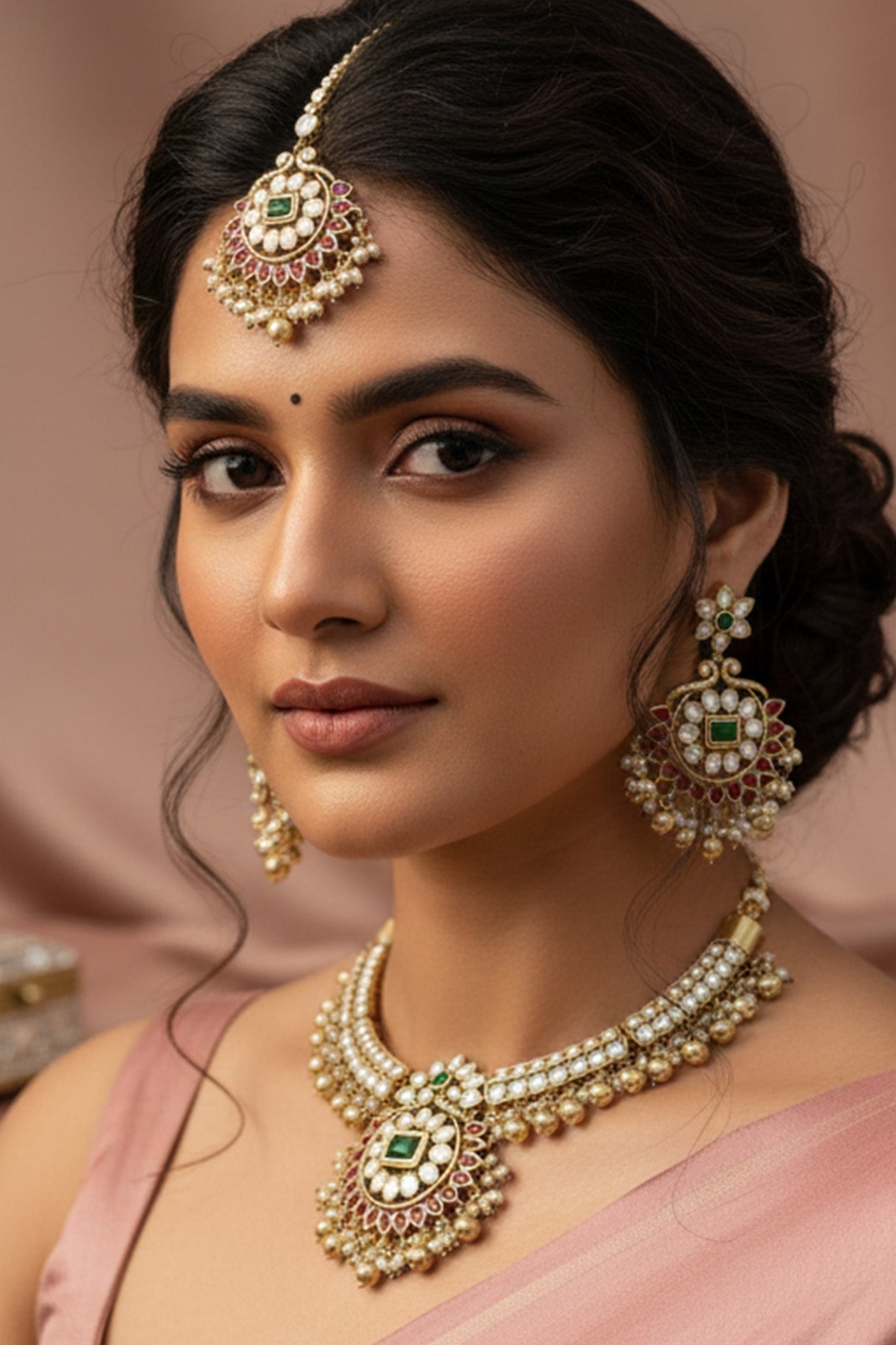 Buy Pearl White Gold Jewellery Set  for women by Inko & Co online available at scrollnshops