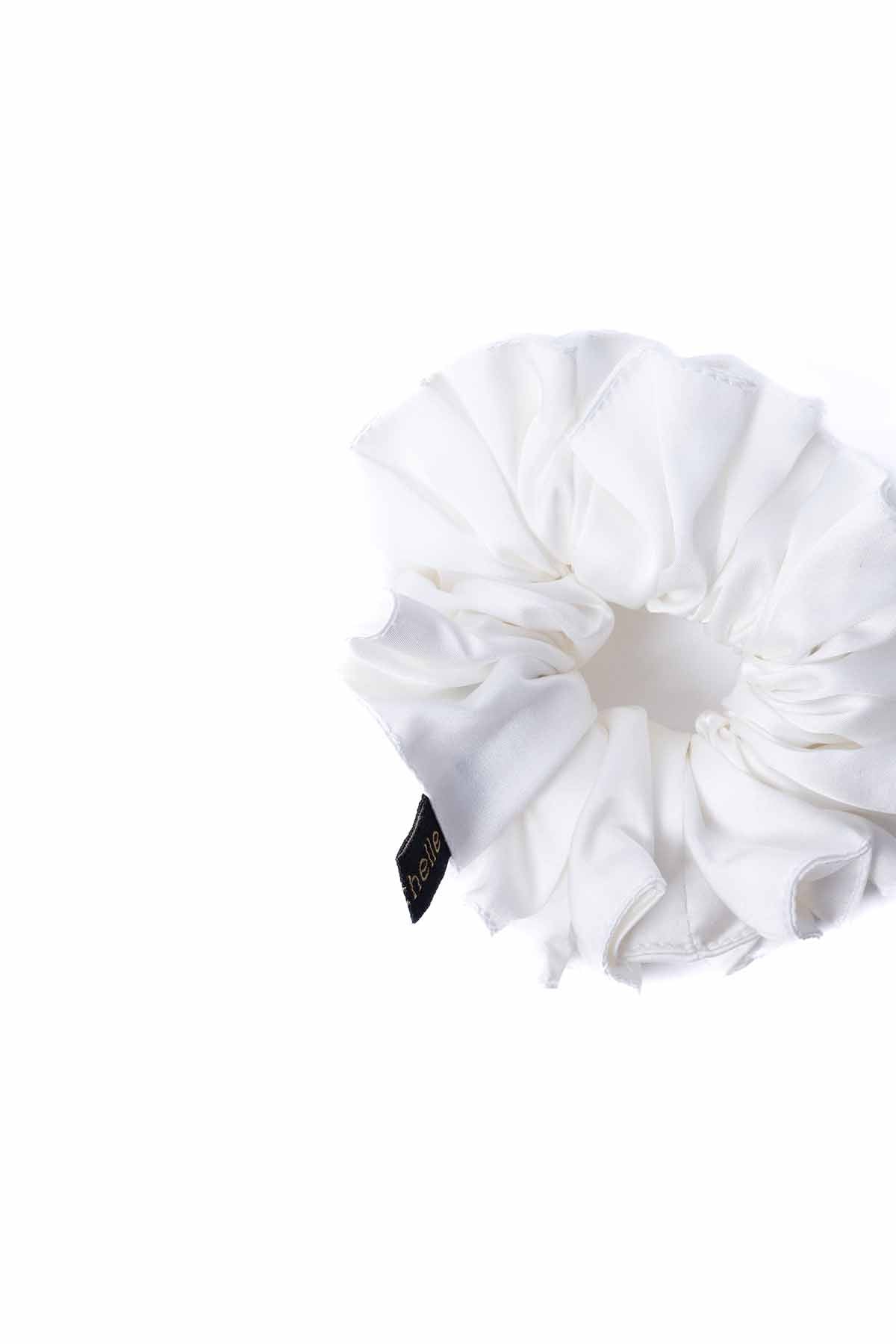 Pearl White Satin Scrunchie