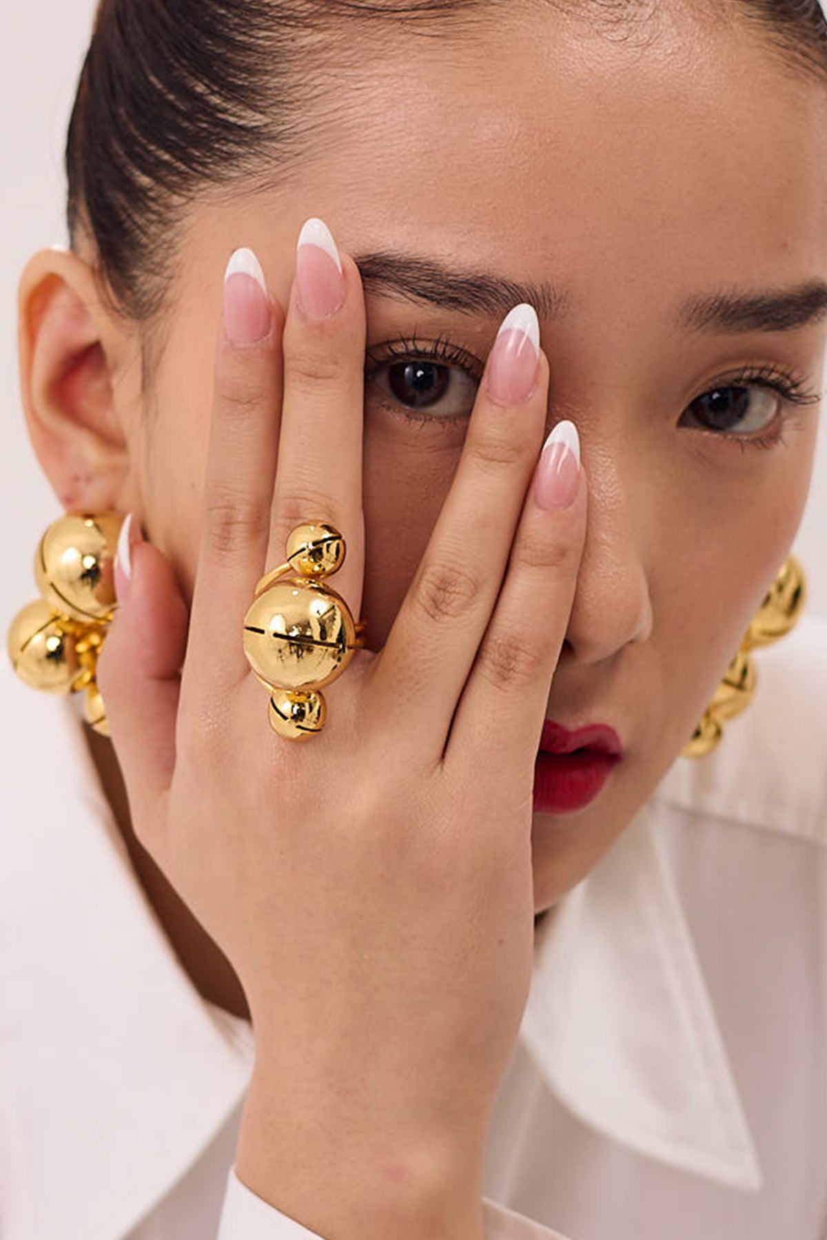 Pearls Gold Plated Brass Ring