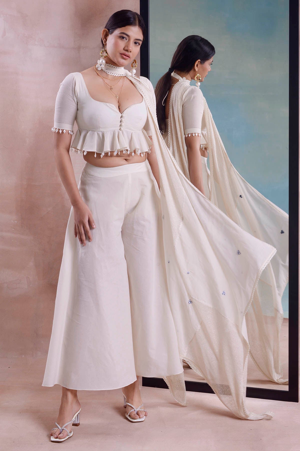 Peplum Top With Flared Pants