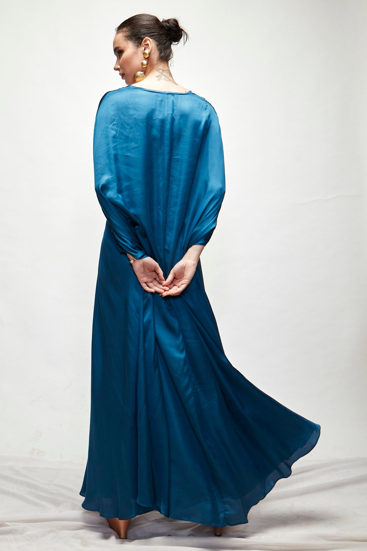 Persian Blue Silk Beaded Kaftan