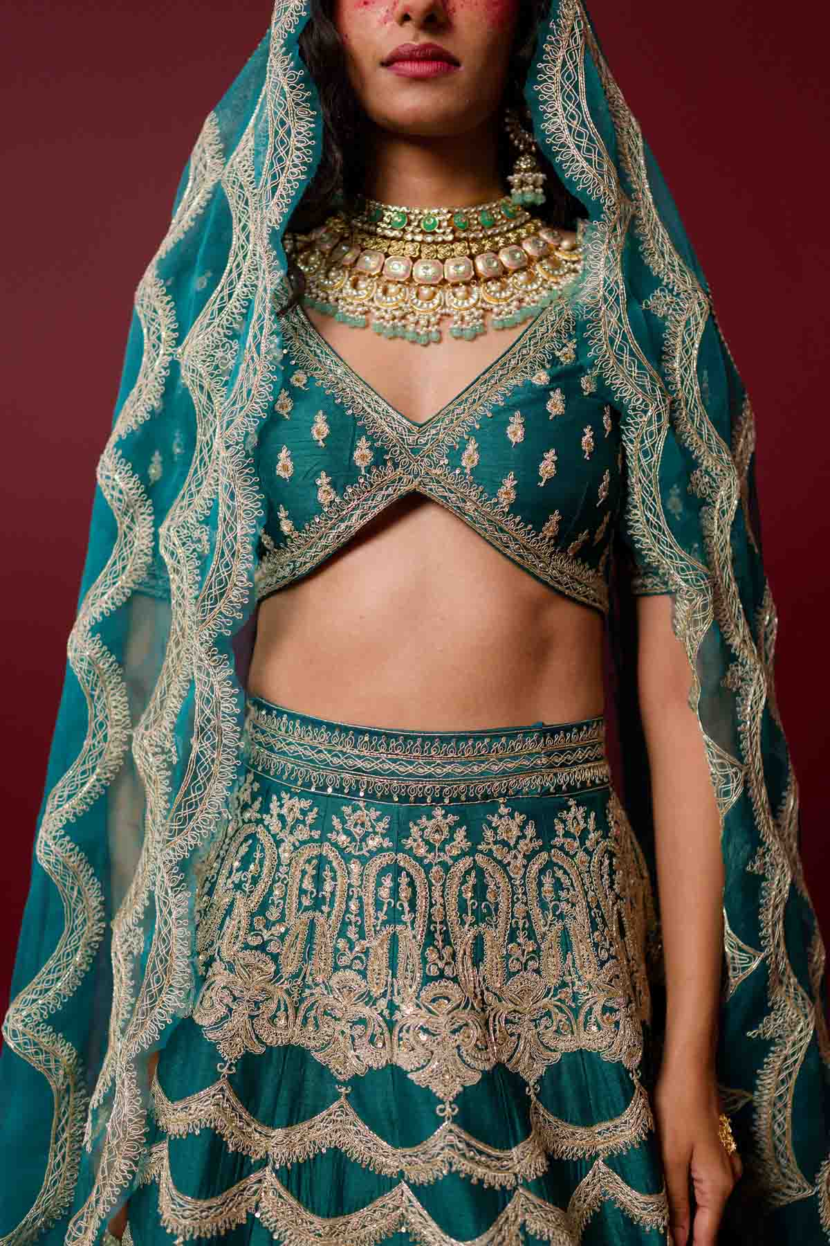 Persian Green Dori Lehenga Set
