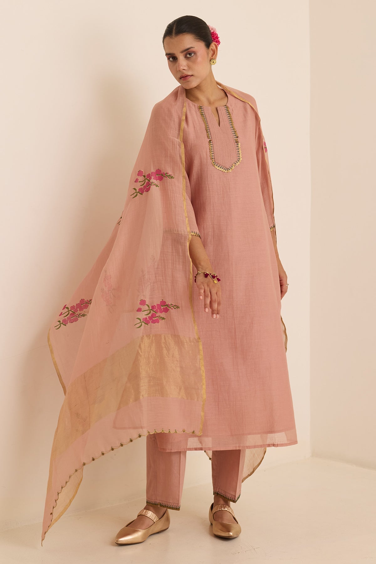 Buy Persian Rose Chanderi Kurta Set by Juanita For women Online at Scrollnshops