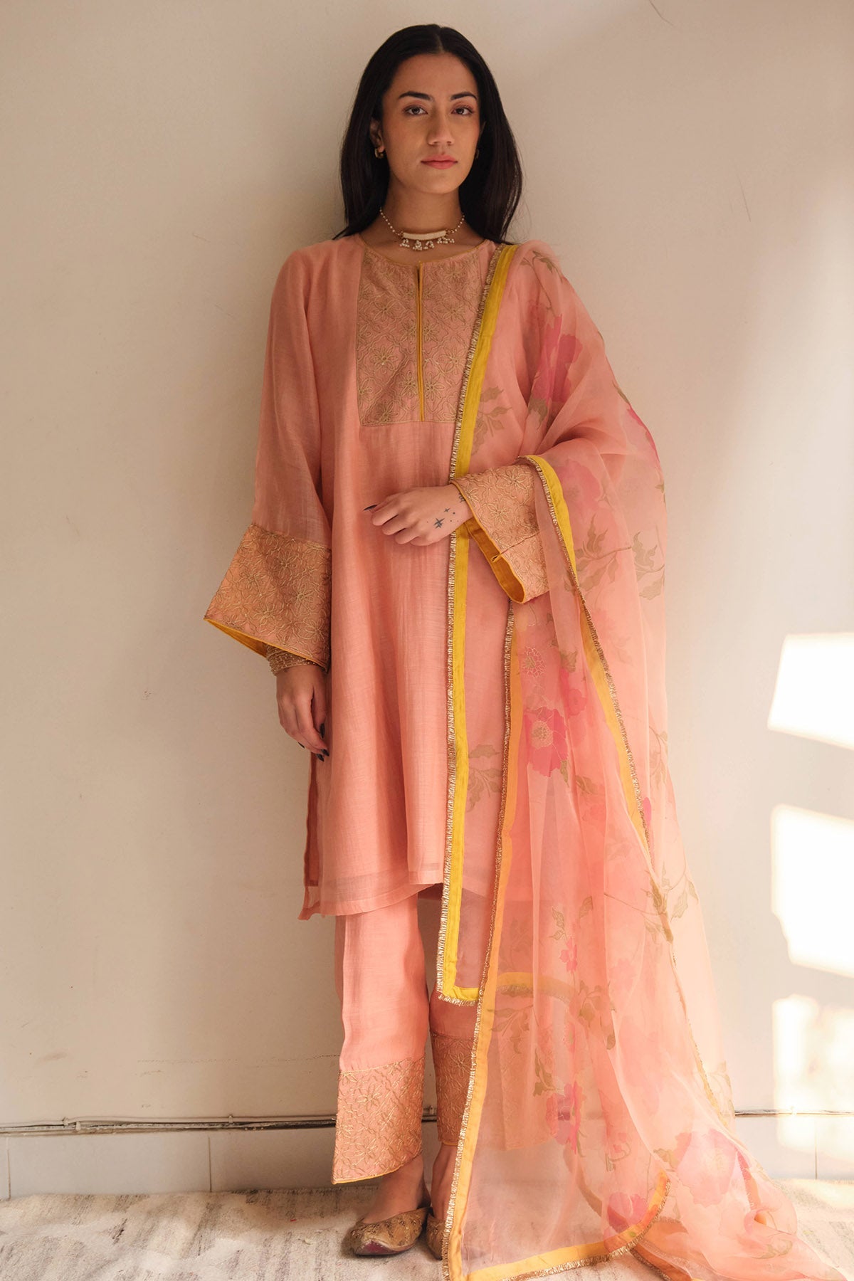 Buy Persian Rose Zari Kurta & Pants for women by Juanita by Shubda online available at scrollnshops