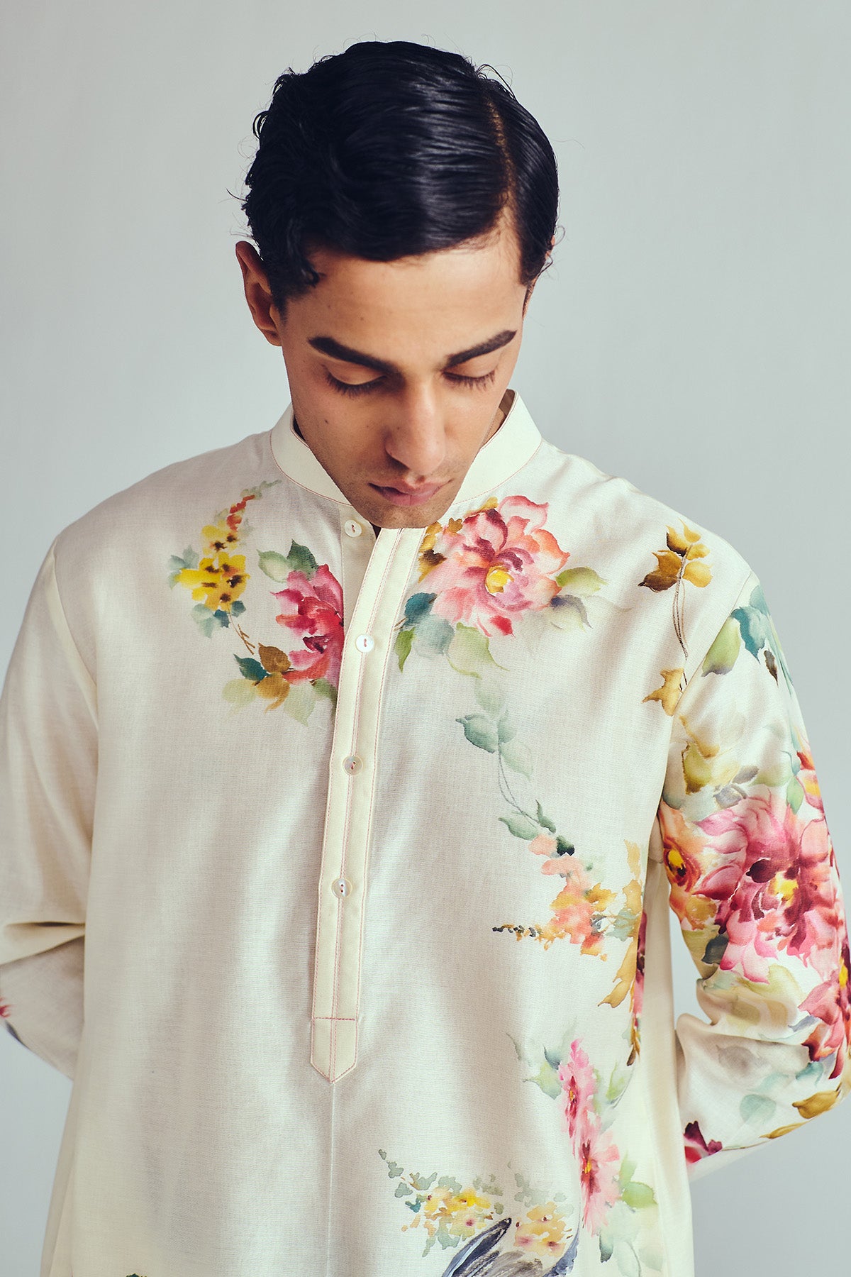 Pigeons Hand Painted Kurta Set