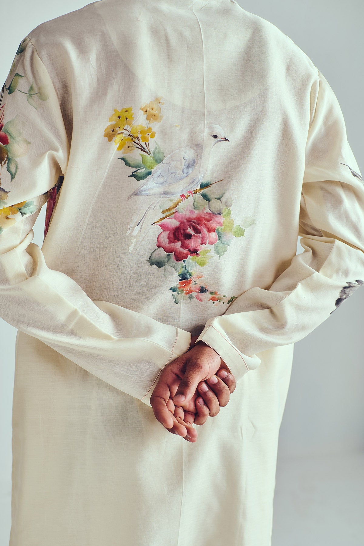 Pigeons Hand Painted Kurta Set