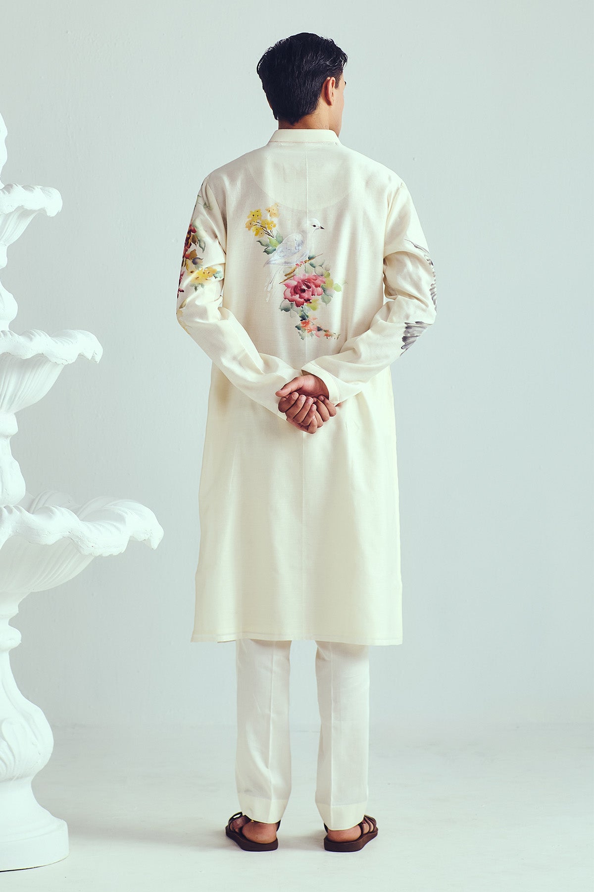 Pigeons Hand Painted Kurta Set