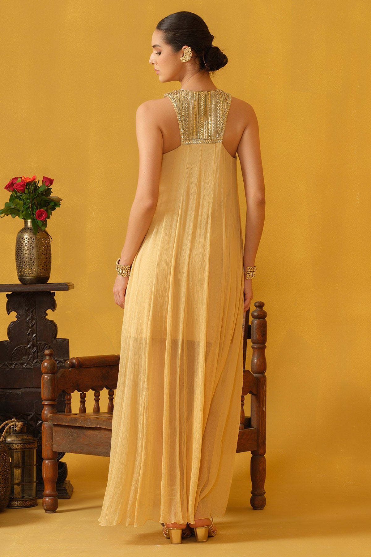 Pine Embellished Beads Dress