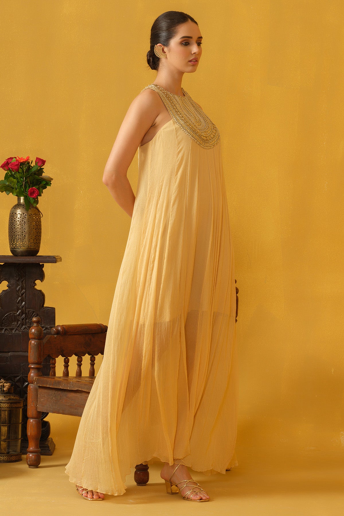 Pine Embellished Beads Dress