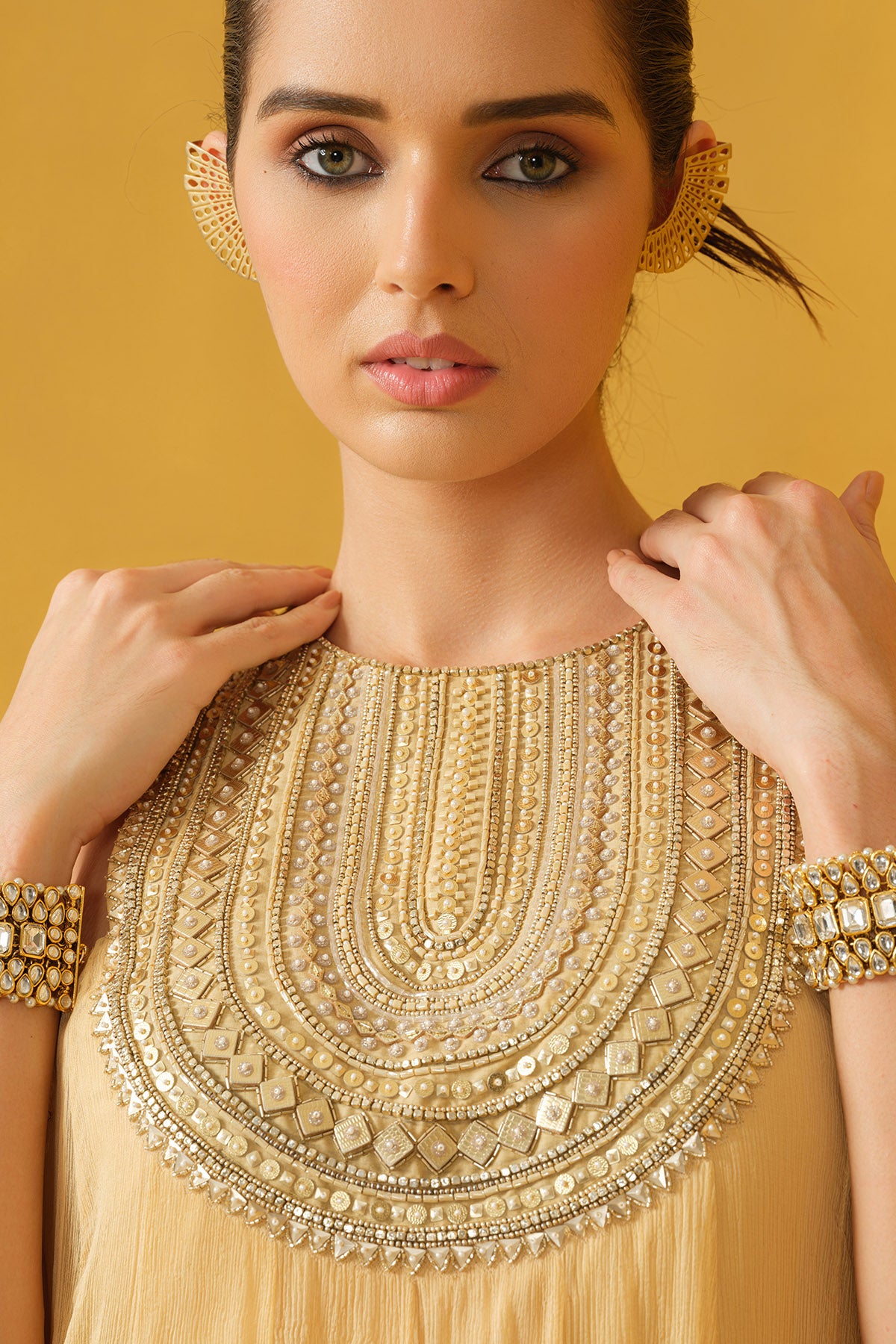 Pine Embellished Beads Dress