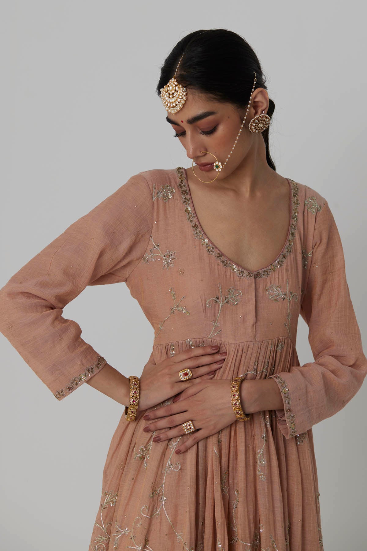 Pink Ari Zardosi Anarkali Set