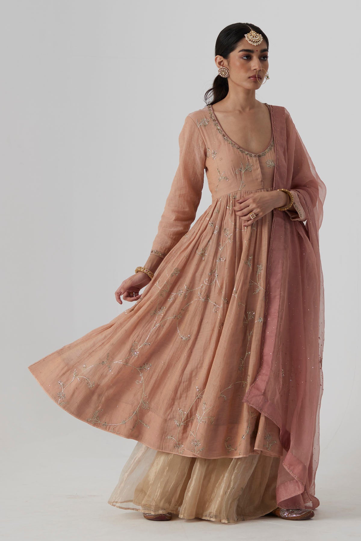 Pink Ari Zardosi Anarkali Set