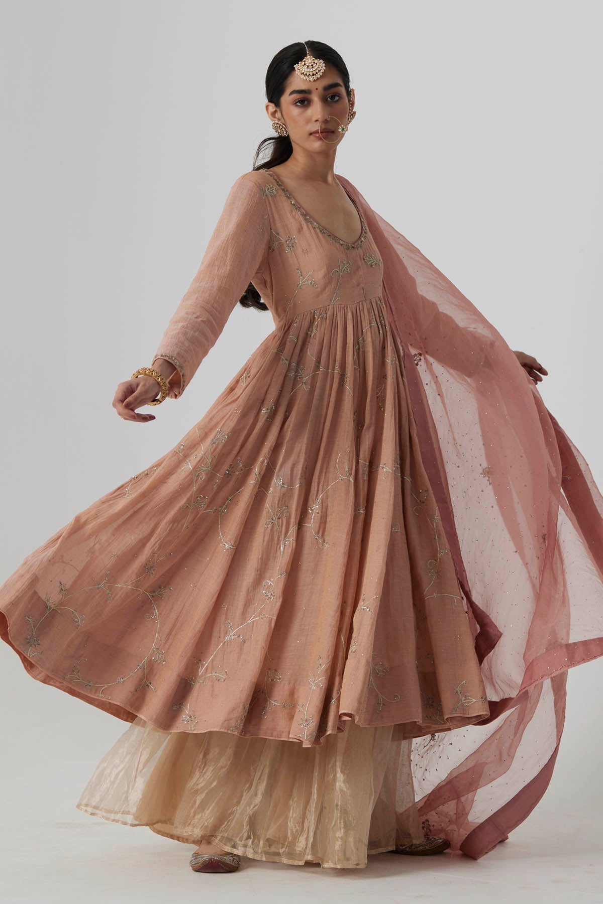 Pink Ari Zardosi Anarkali Set
