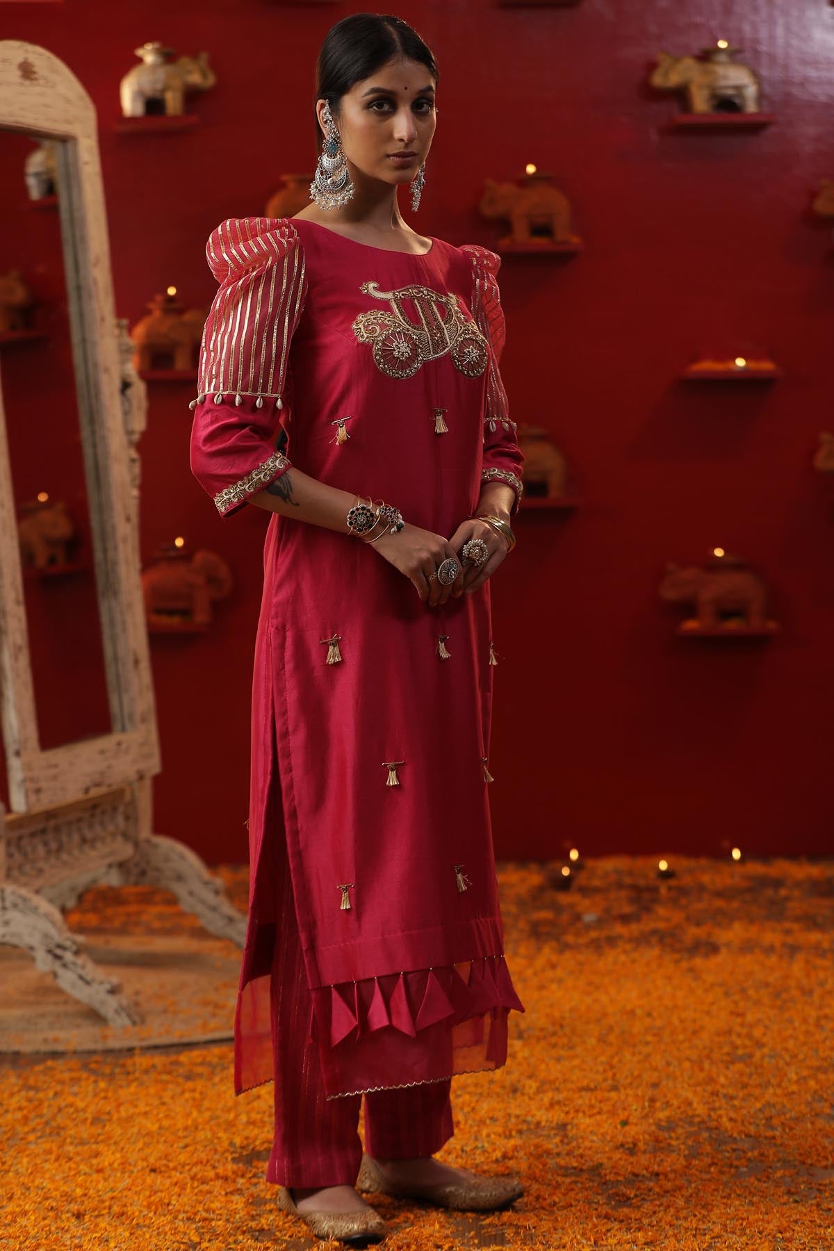 Pink Baggi Embroidered Kurta Set