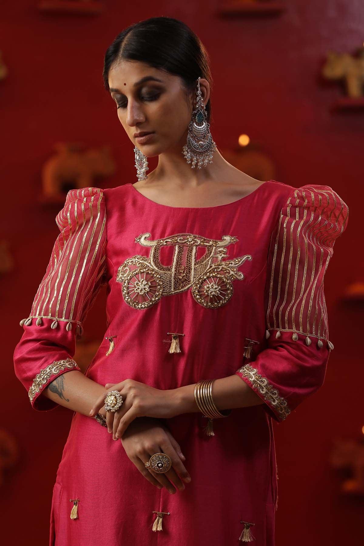 Pink Baggi Embroidered Kurta Set