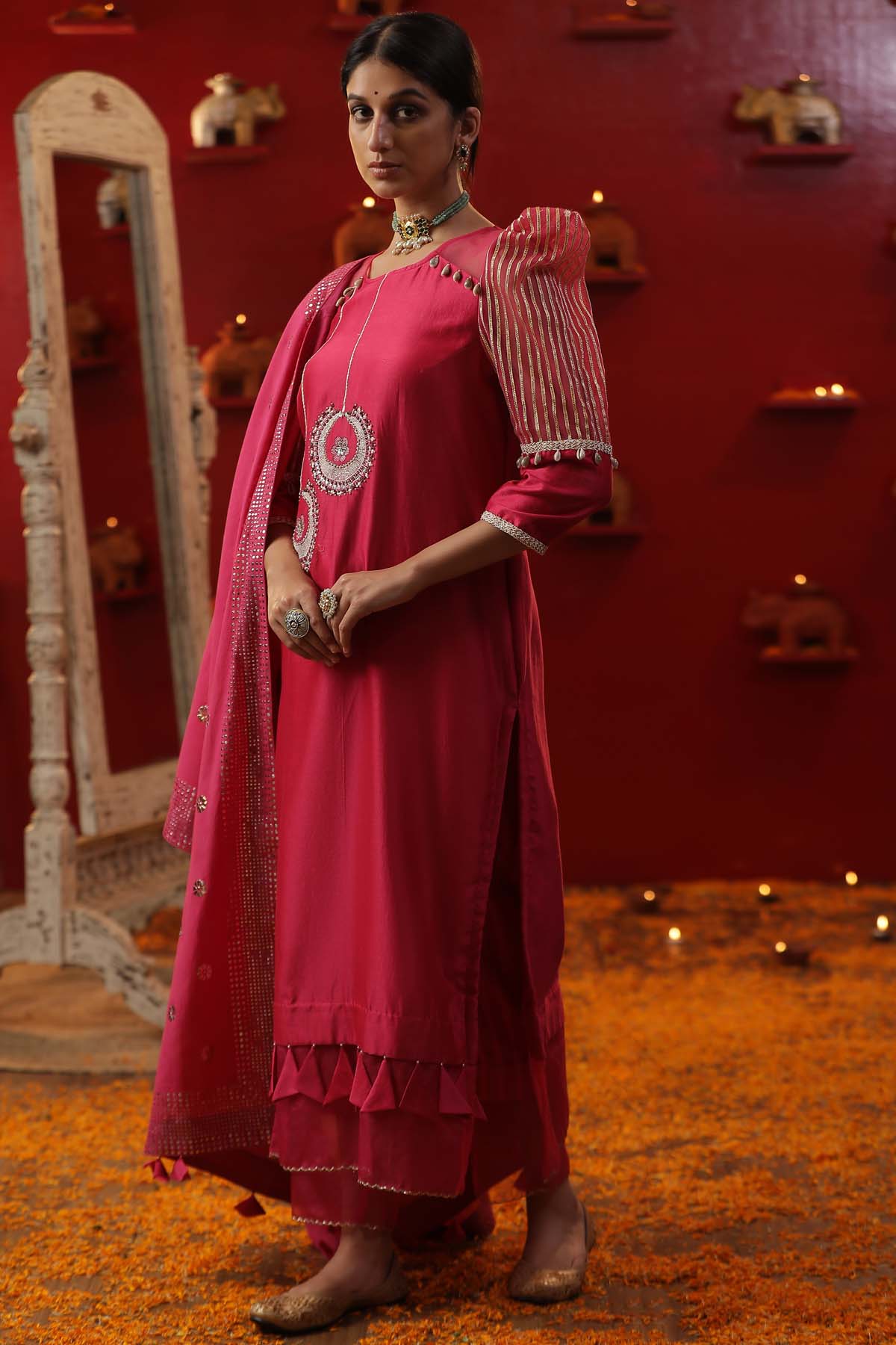 Pink Bali Embroidered Kurta Set