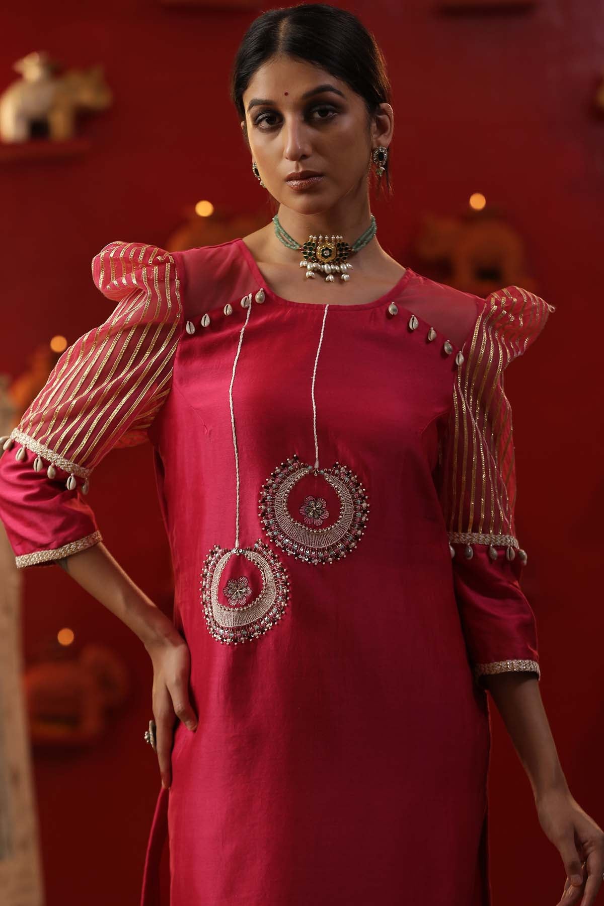 Pink Bali Embroidered Kurta Set