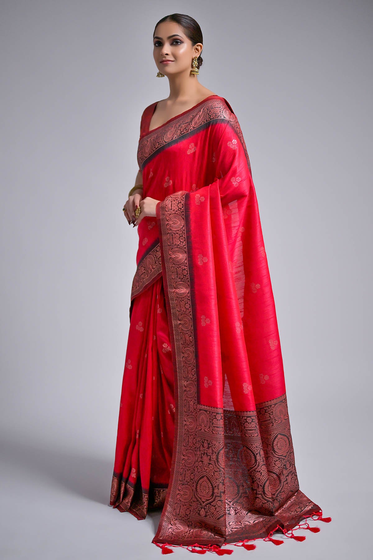 Pink Banarasi Silk Butti Saree