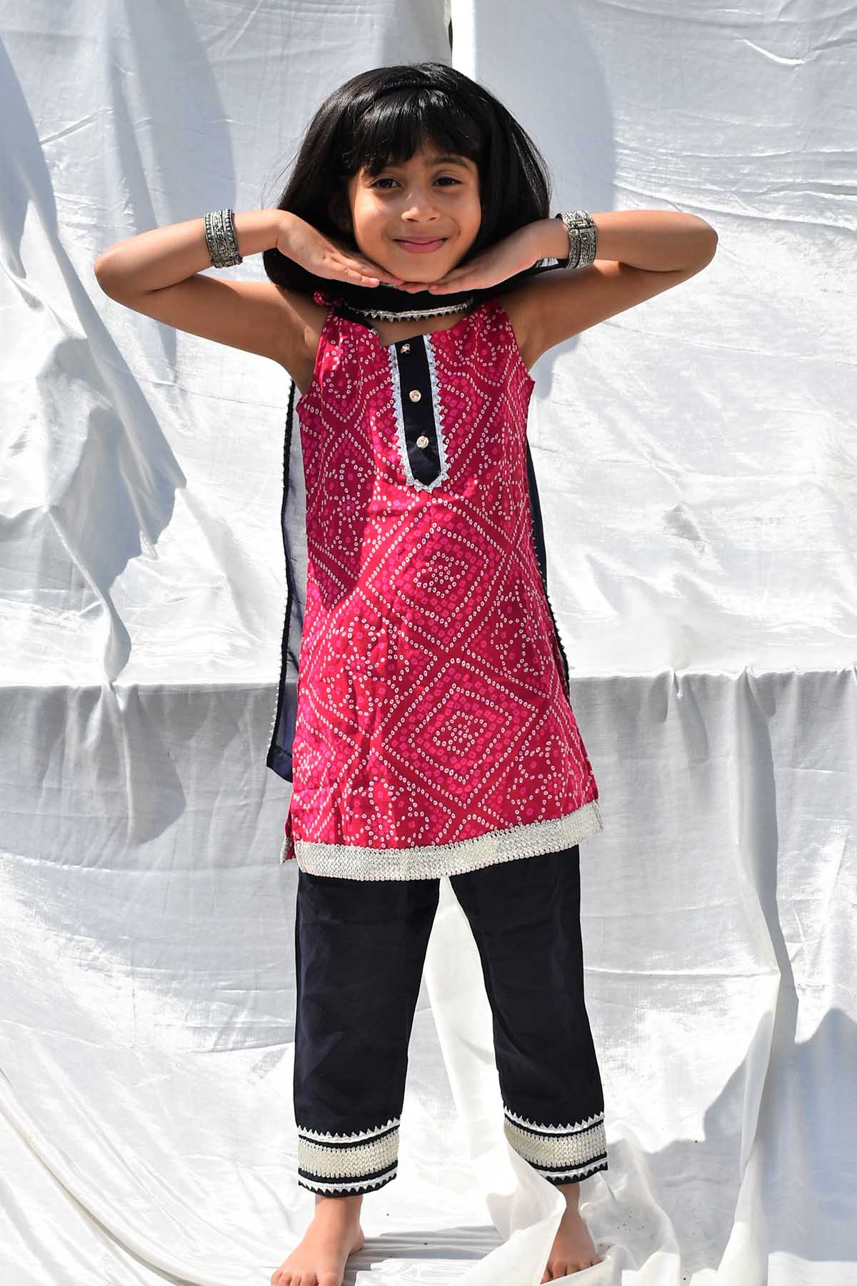 Pink Bandhani Kurta & Pyjama Set