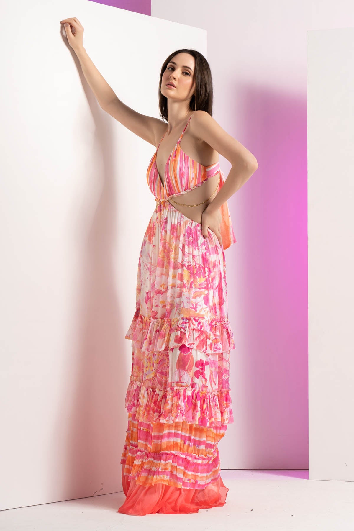 Pink Blooming Cut-Out Dress