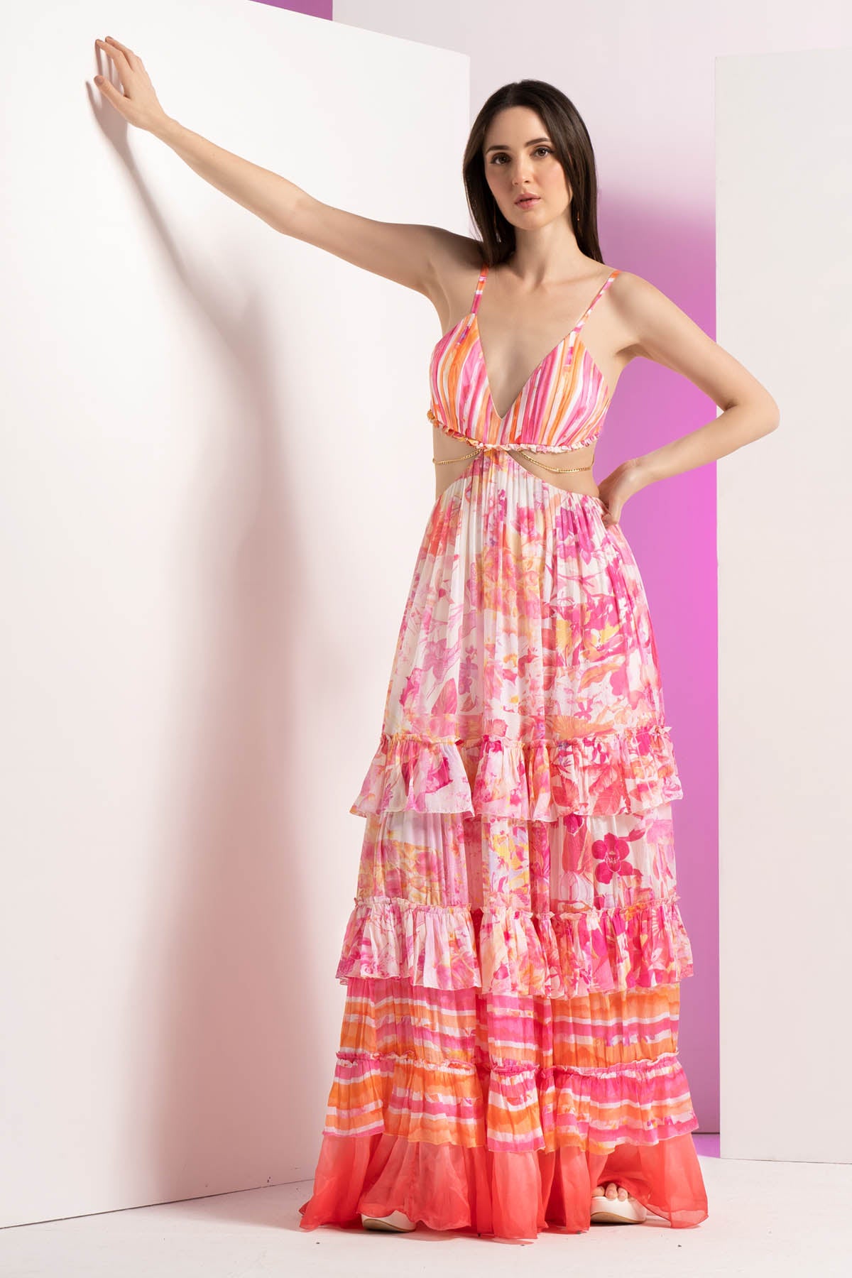 Pink Blooming Cut-Out Dress