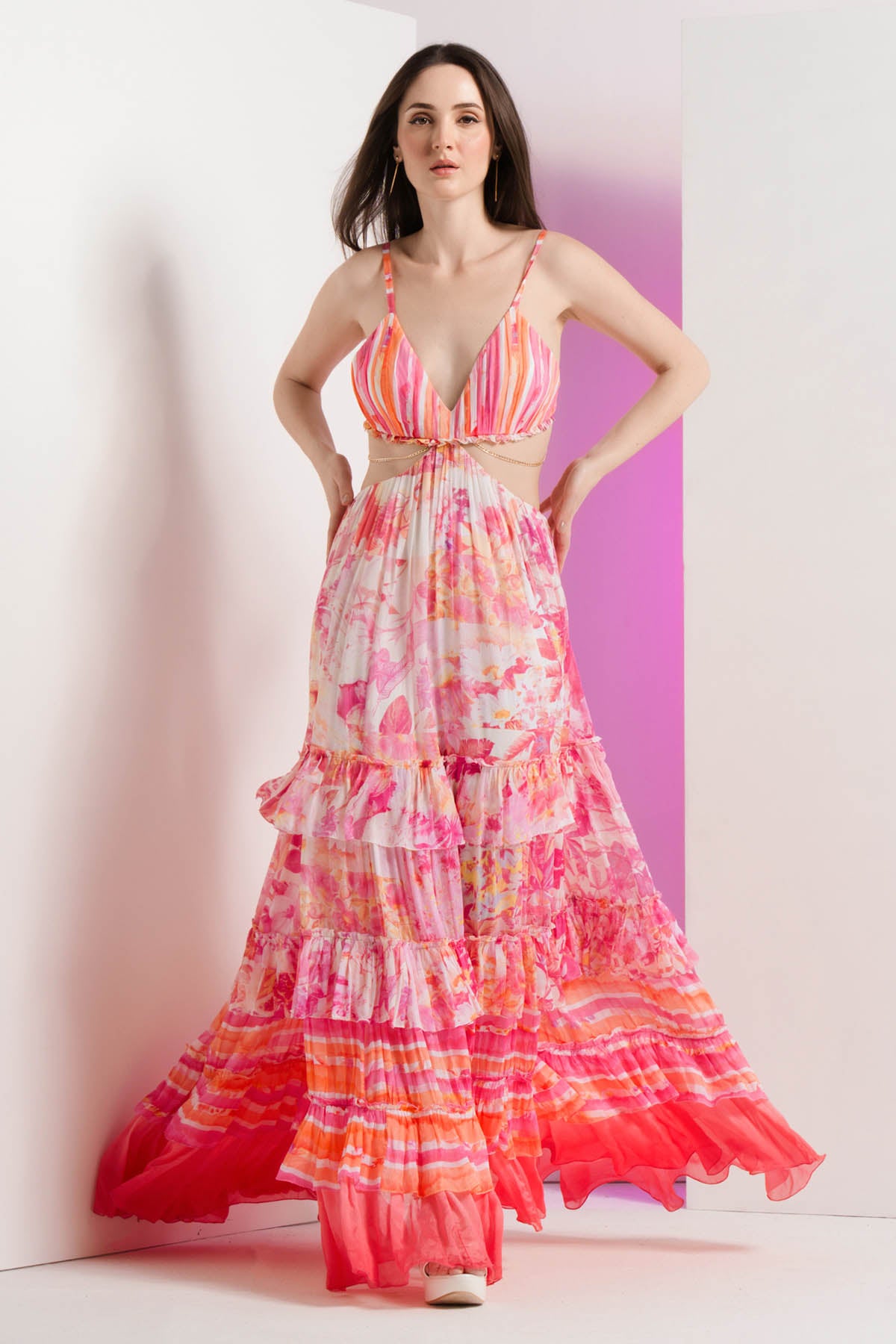 Pink Blooming Cut-Out Dress