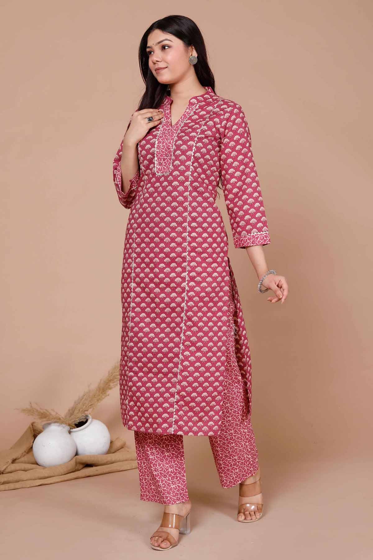 Pink Blooming Print Kurta Set