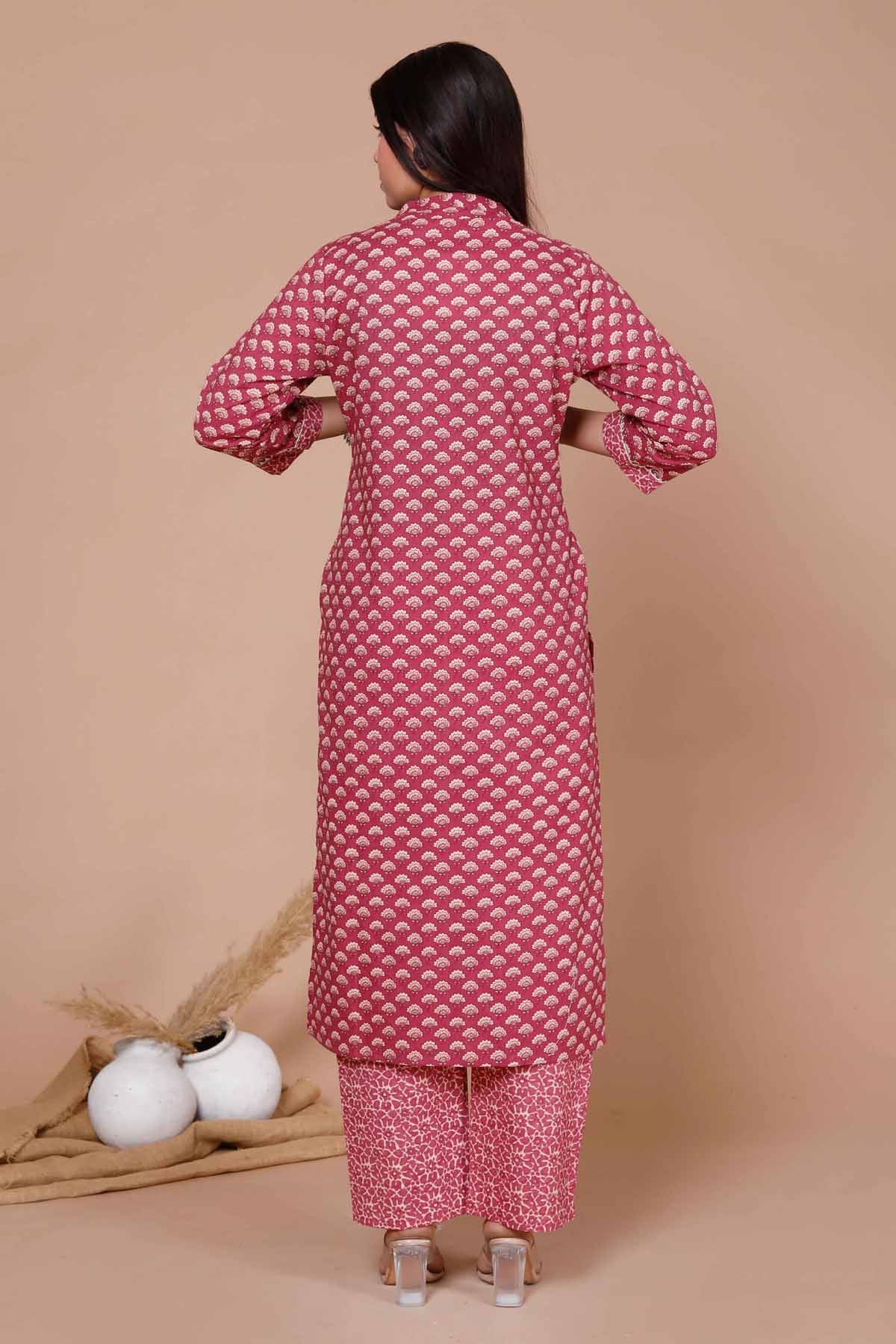 Pink Blooming Print Kurta Set