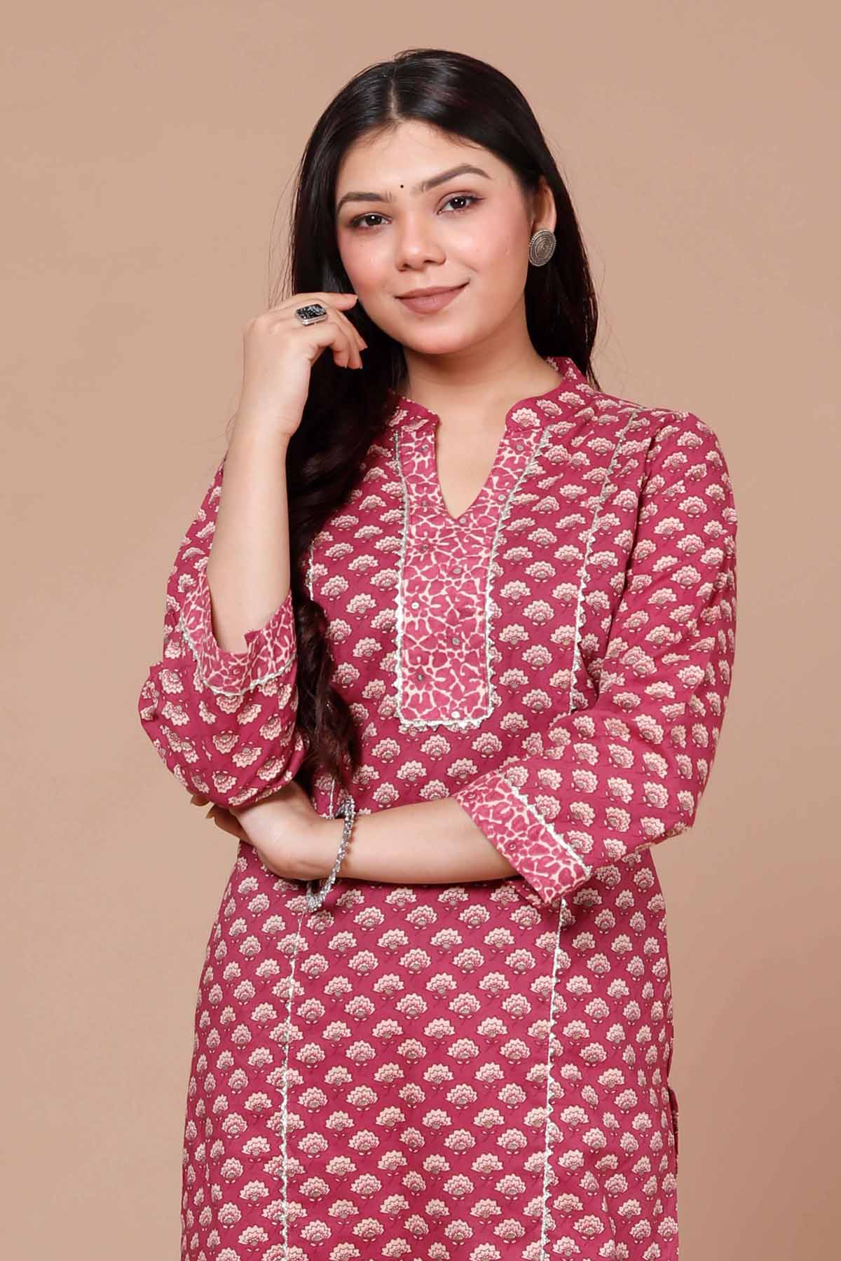 Pink Blooming Print Kurta Set